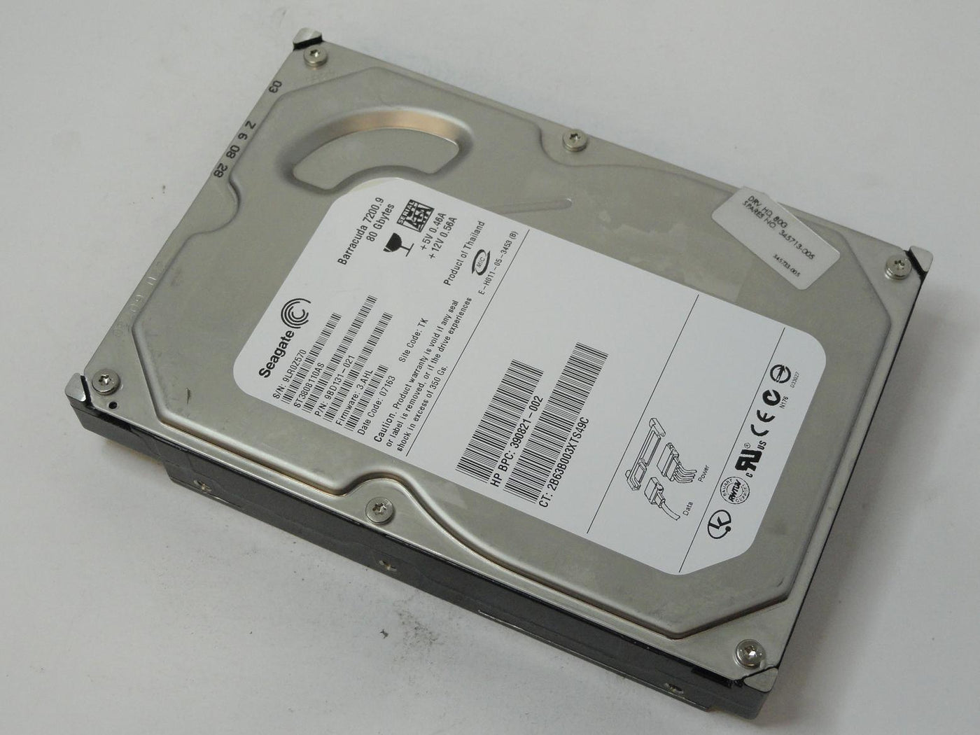 Seagate HP 80GB SATA 7200rpm 3.5in HDD ( ST3808110AS  9BD131-021 390821-002 345713-005 ) REF