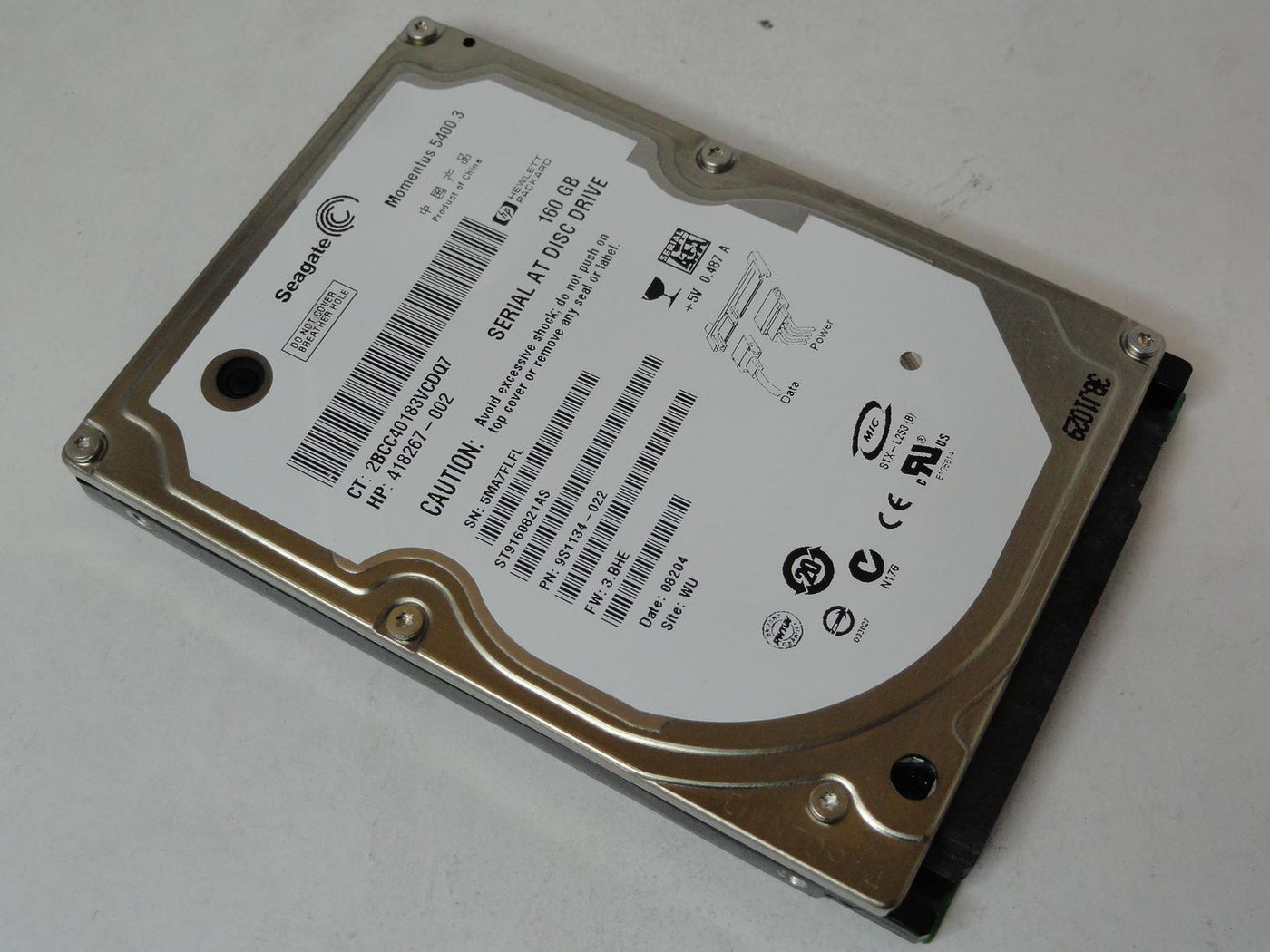 PR22887_9S1134-022_Seagate HP 160Gb SATA 5400rpm 2.5in HDD - Image3