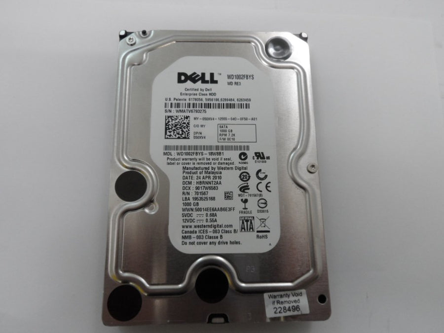 Dell / WD 1Tb SATA 7200RPM 3.5in HDD (WD1002FBYS-18W8B0 050XV4 50XV4  Ref)