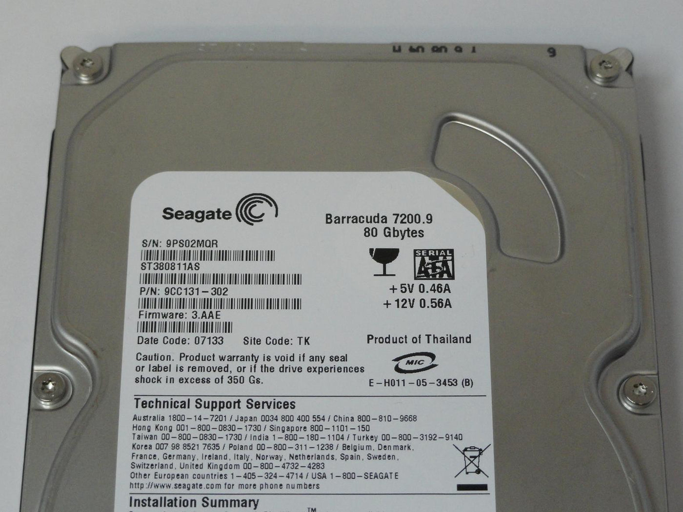 PR12897_9CC131-302_Seagate 80GB Sata 7200rpm 3.5in HDD - Image3