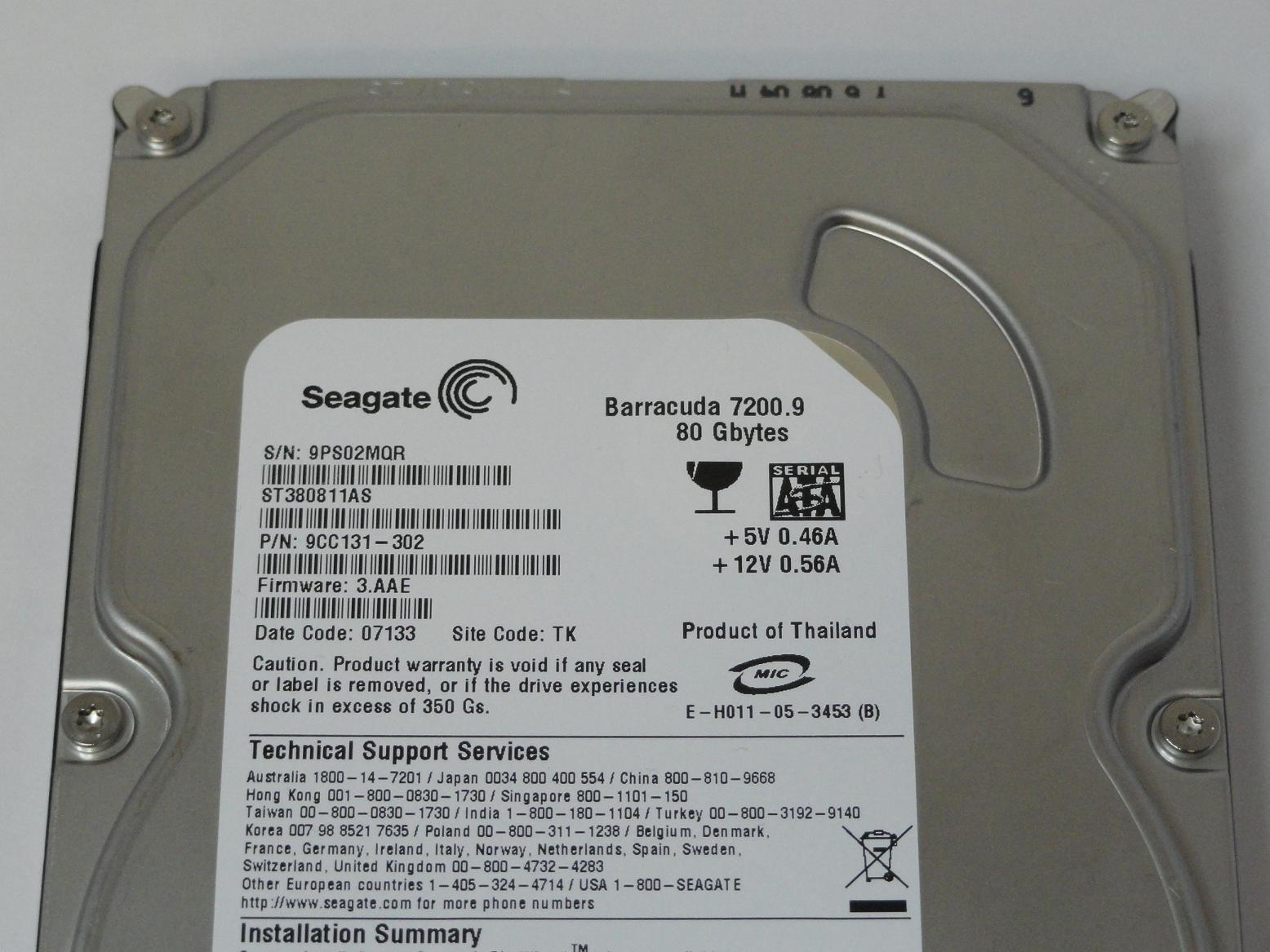 PR12897_9CC131-302_Seagate 80GB Sata 7200rpm 3.5in HDD - Image3