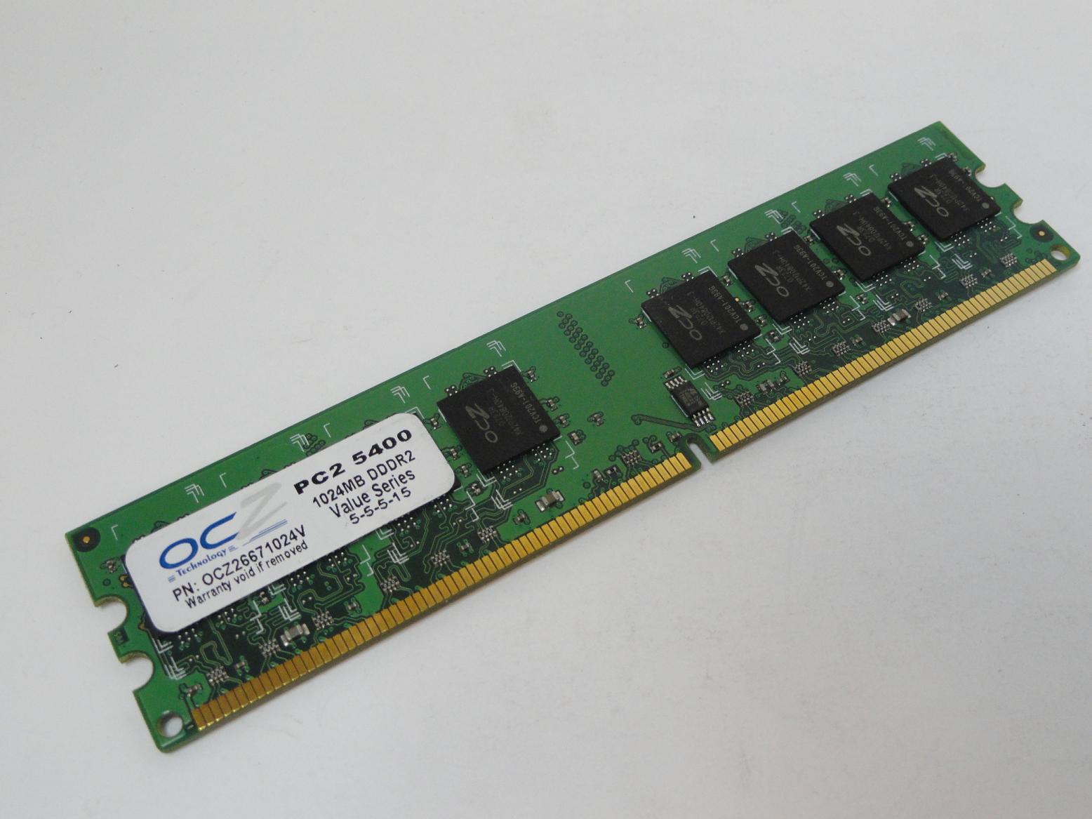 OCZ Tech 1GB PC2-5300 DDR2-667MHz DIMM RAM ( OCZ26671024V ) REF