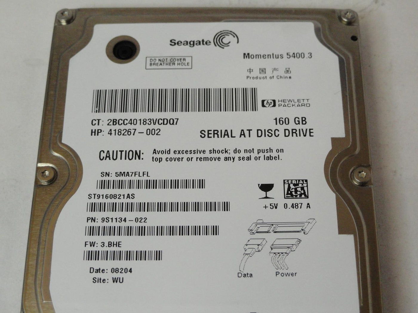 PR22887_9S1134-022_Seagate HP 160Gb SATA 5400rpm 2.5in HDD - Image2
