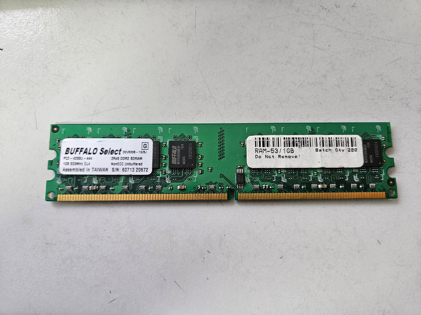 Buffalo 1GB DDR2 PC2-4200U 533MHz CL4 240-pin SDRAM DIMM ( D2U533B-1G/BJ ) REF