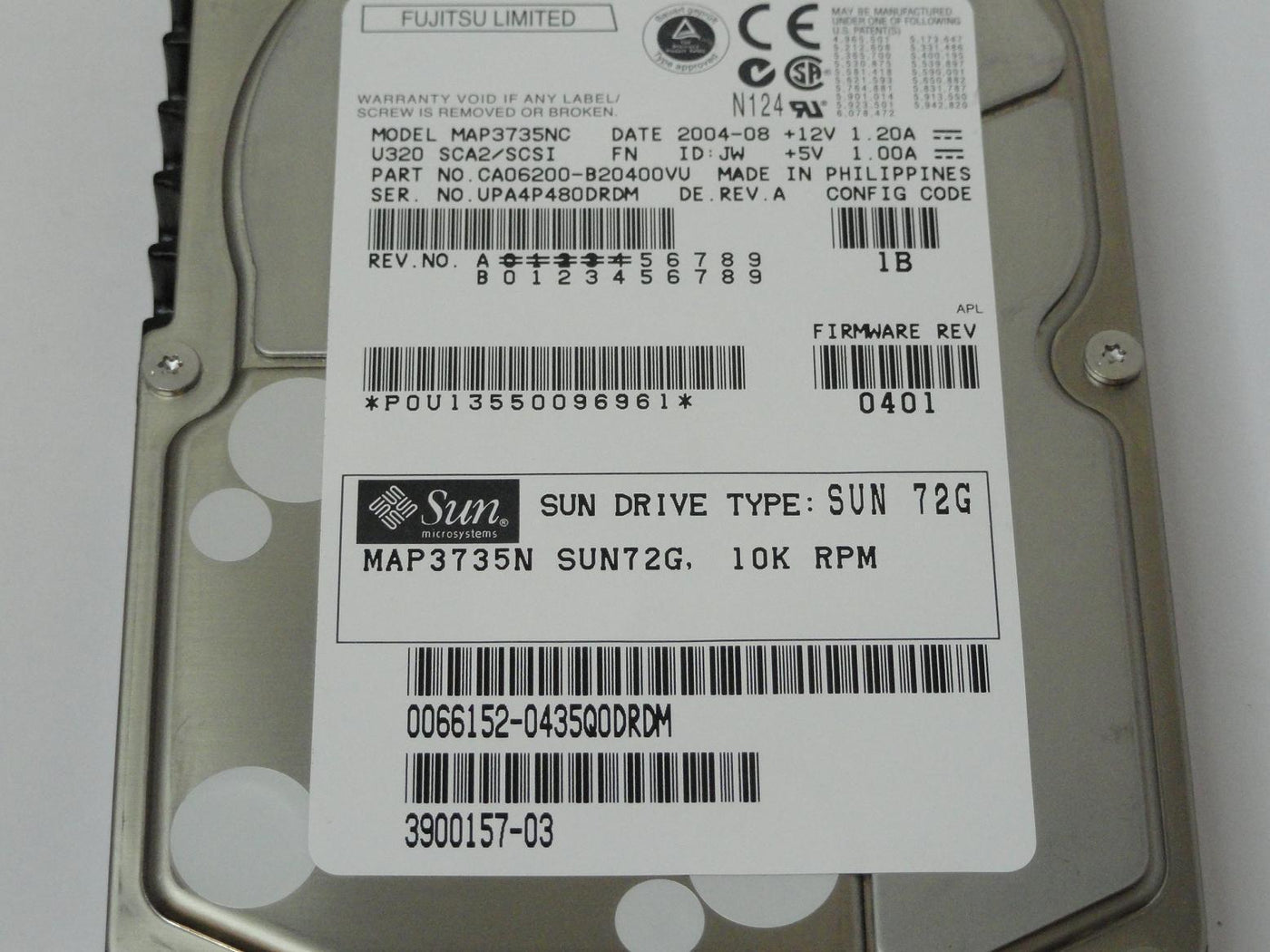 PR05033_CA06200-B20400VU_Fujitsu Sun 73GB SCSI 80 Pin 10Krpm 3.5in HDD - Image3