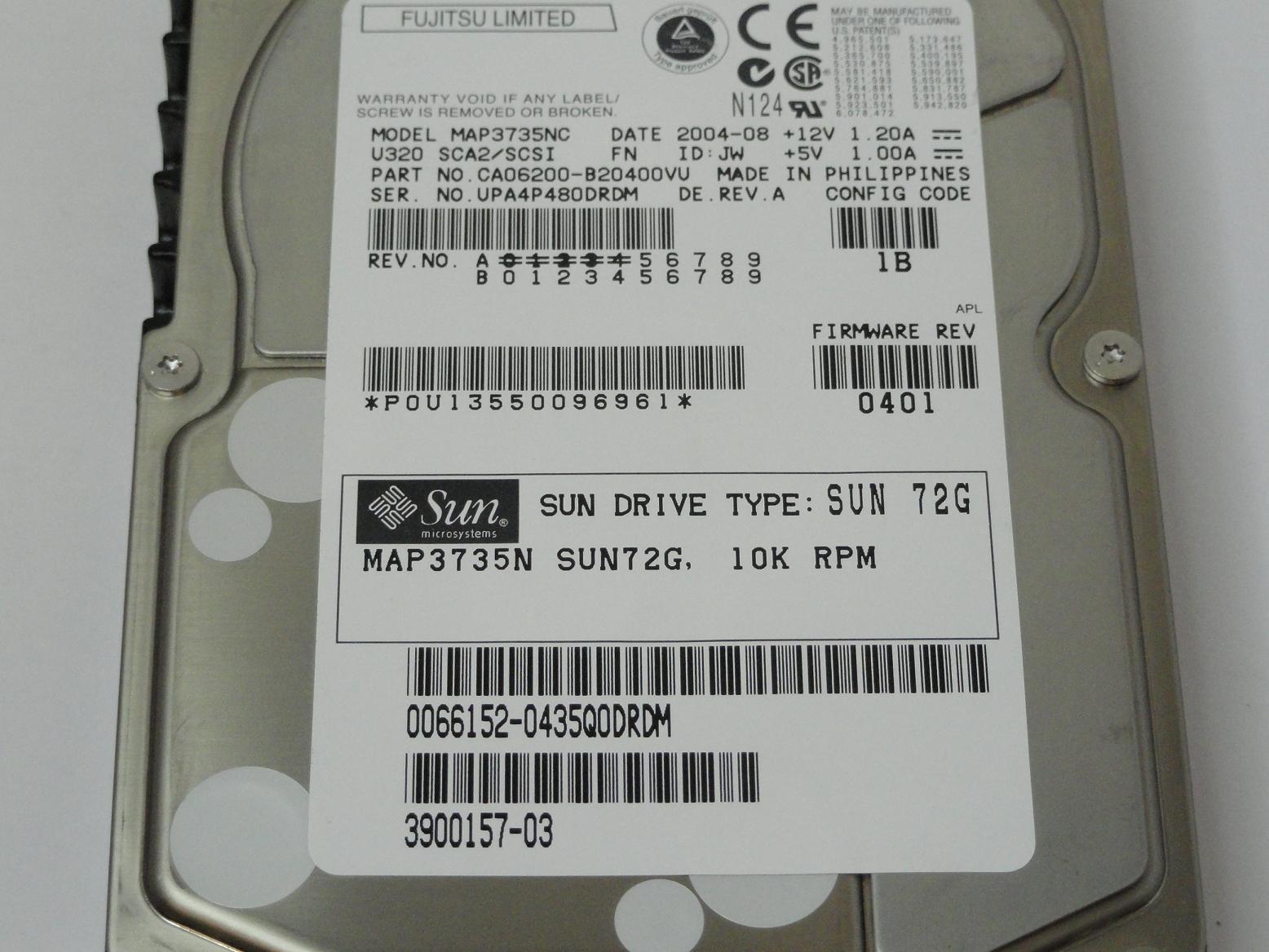 PR05033_CA06200-B20400VU_Fujitsu Sun 73GB SCSI 80 Pin 10Krpm 3.5in HDD - Image3