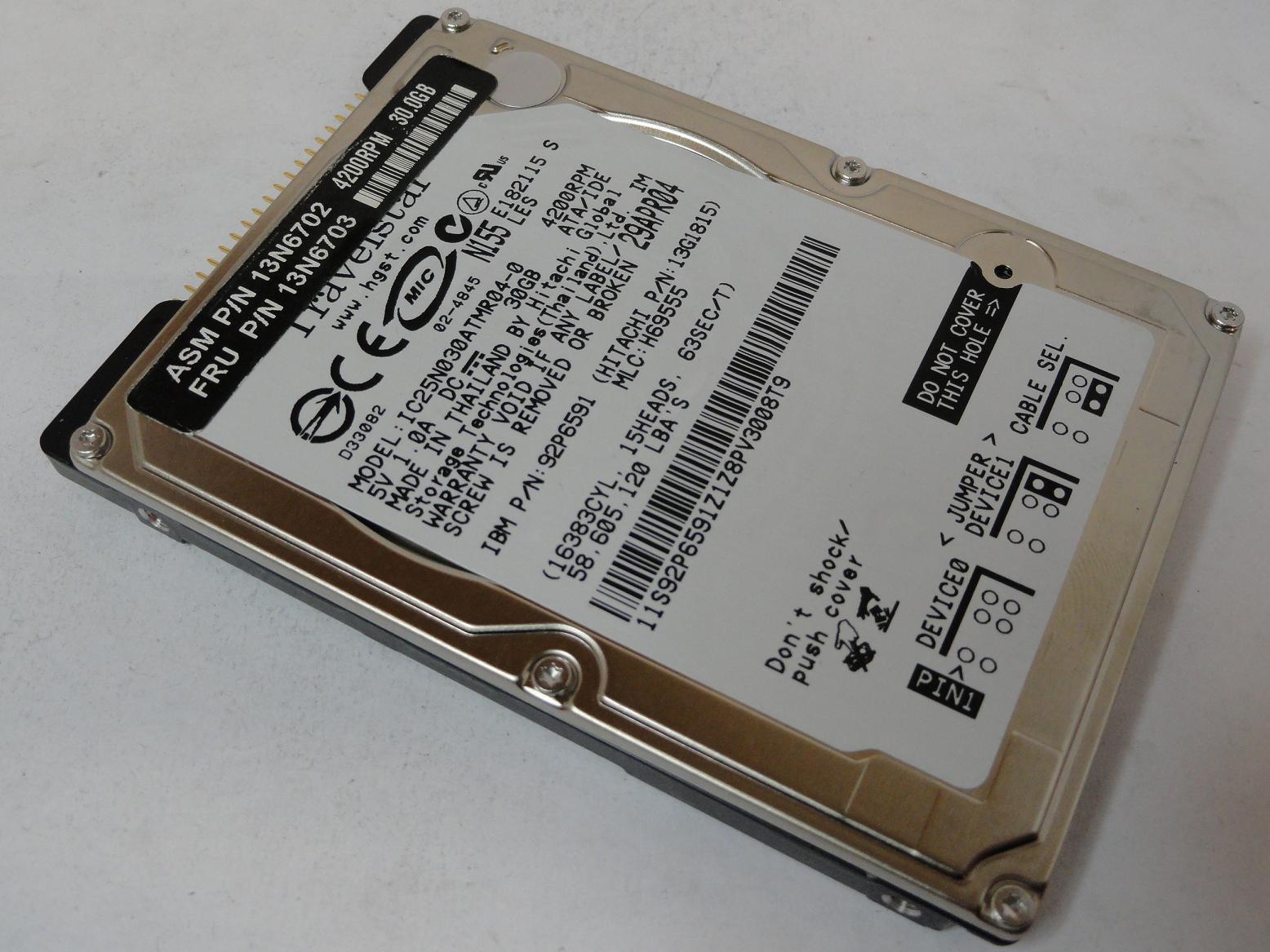 13G1815 - Hitachi IBM 30GB IDE 4200rpm 2.5in HDD - Refurbished
