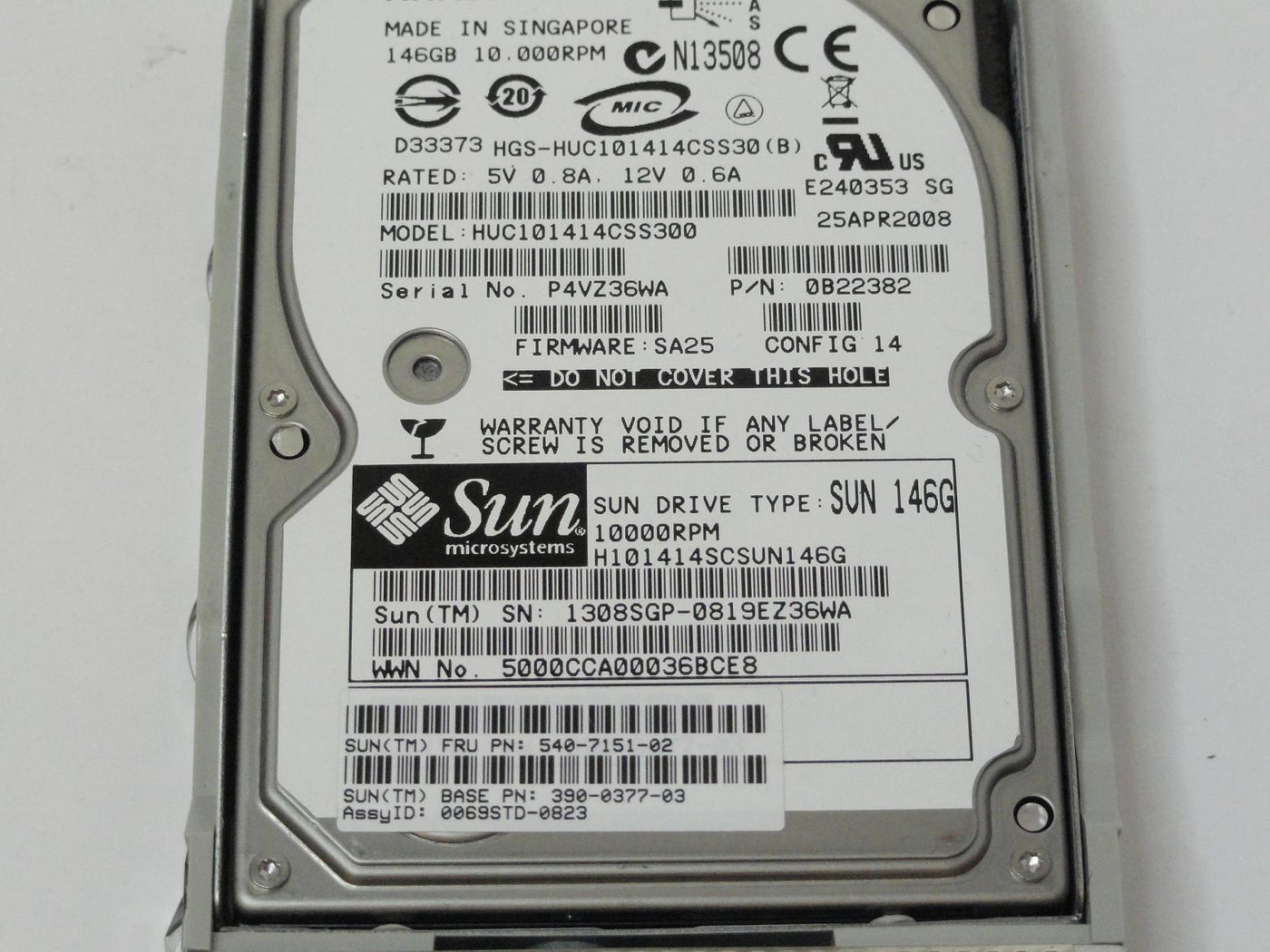 PR24710_0B22382_Hitachi Sun 146GB SAS 10Krpm 2.5in HDD - Image3