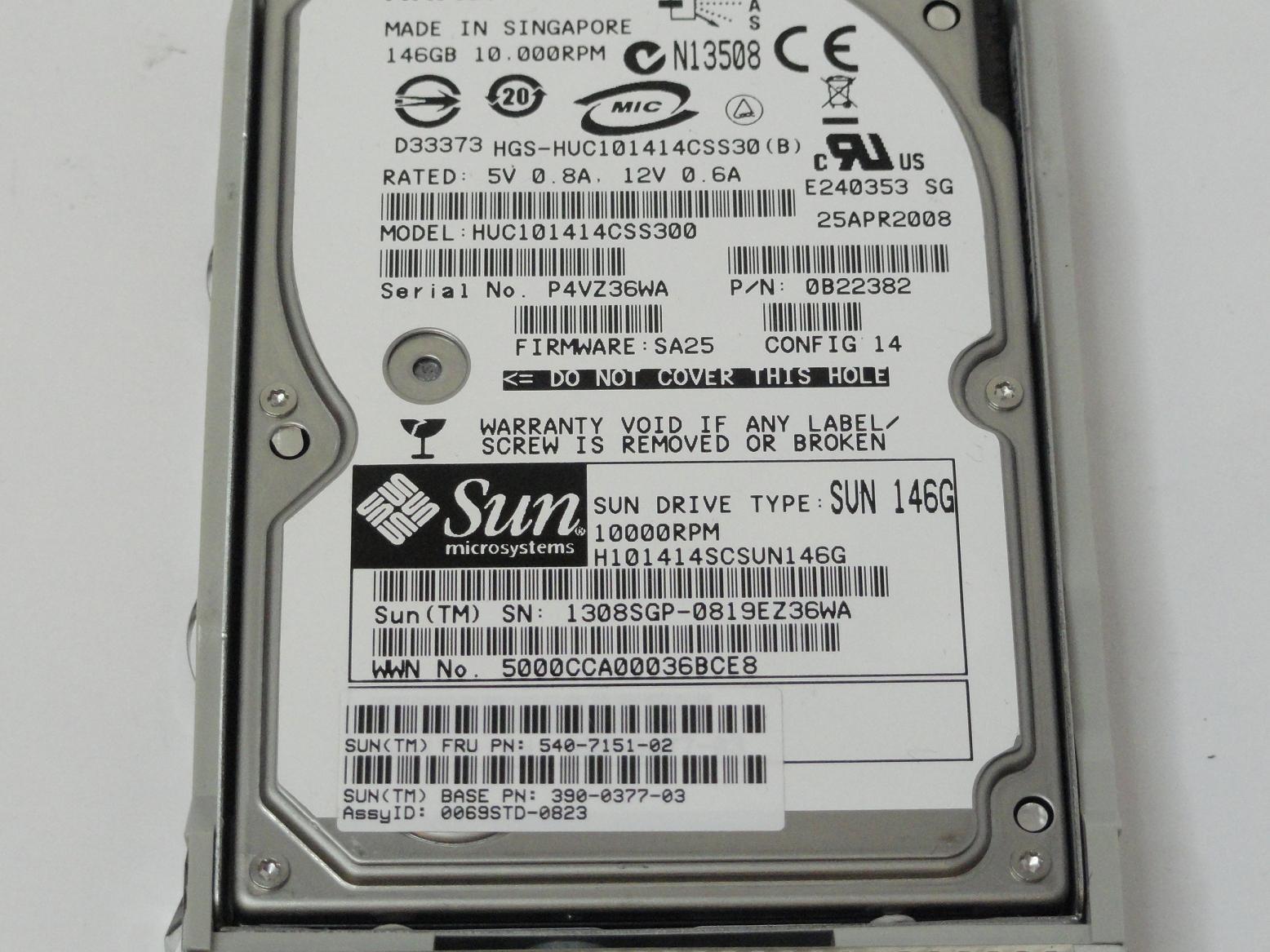 PR24710_0B22382_Hitachi Sun 146GB SAS 10Krpm 2.5in HDD - Image3