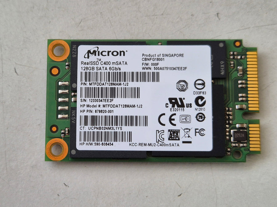 Micron RealSSD C400 128GB MLC SATA 6Gbps mSATA Internal SSD ( MTFDDAT128MAM-1J2 679820-001 689953-001 ) REF