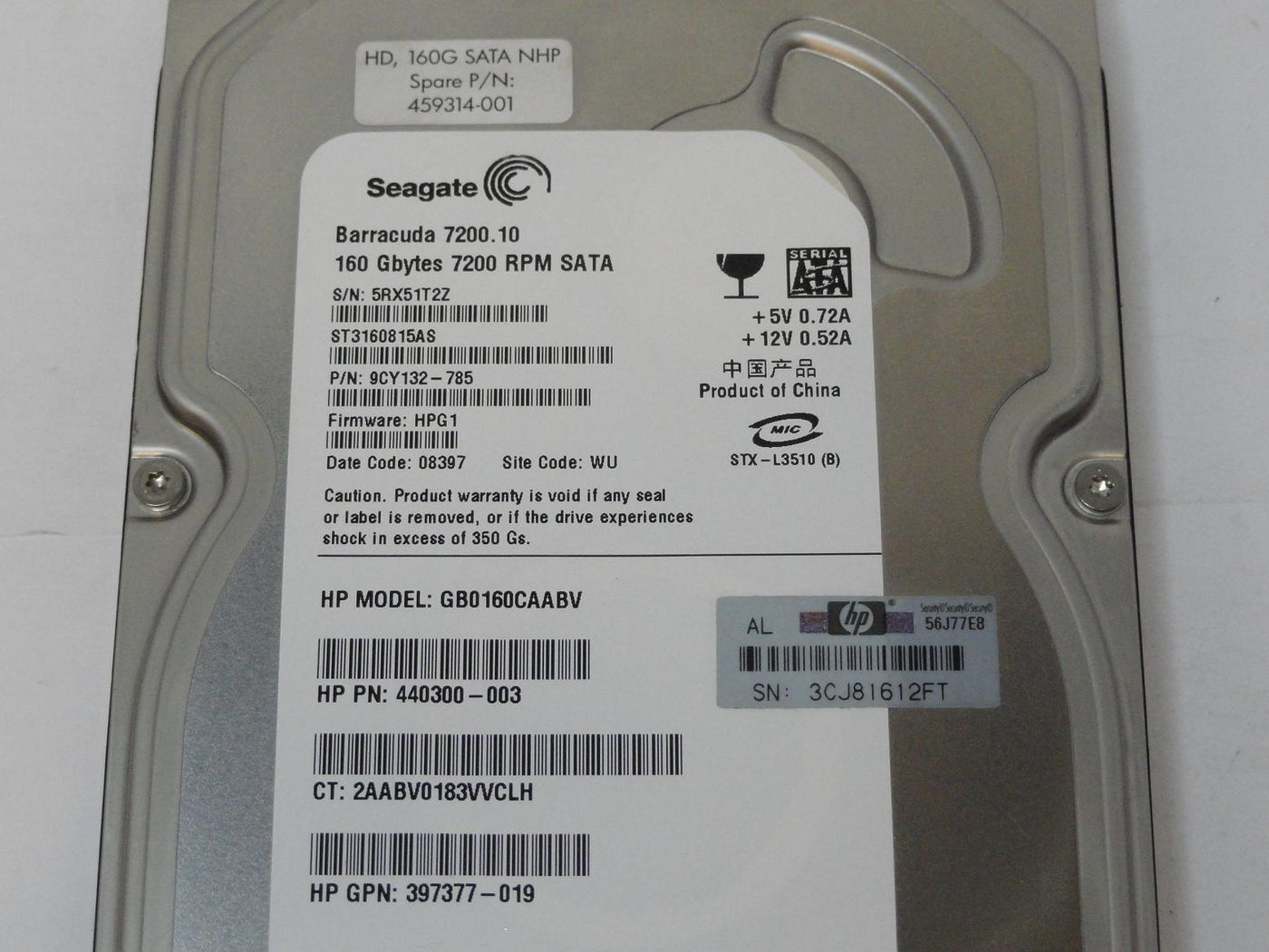 PR24587_9CY132-785_Seagate HP 160GB SATA 7200rpm 3.5in HDD - Image3