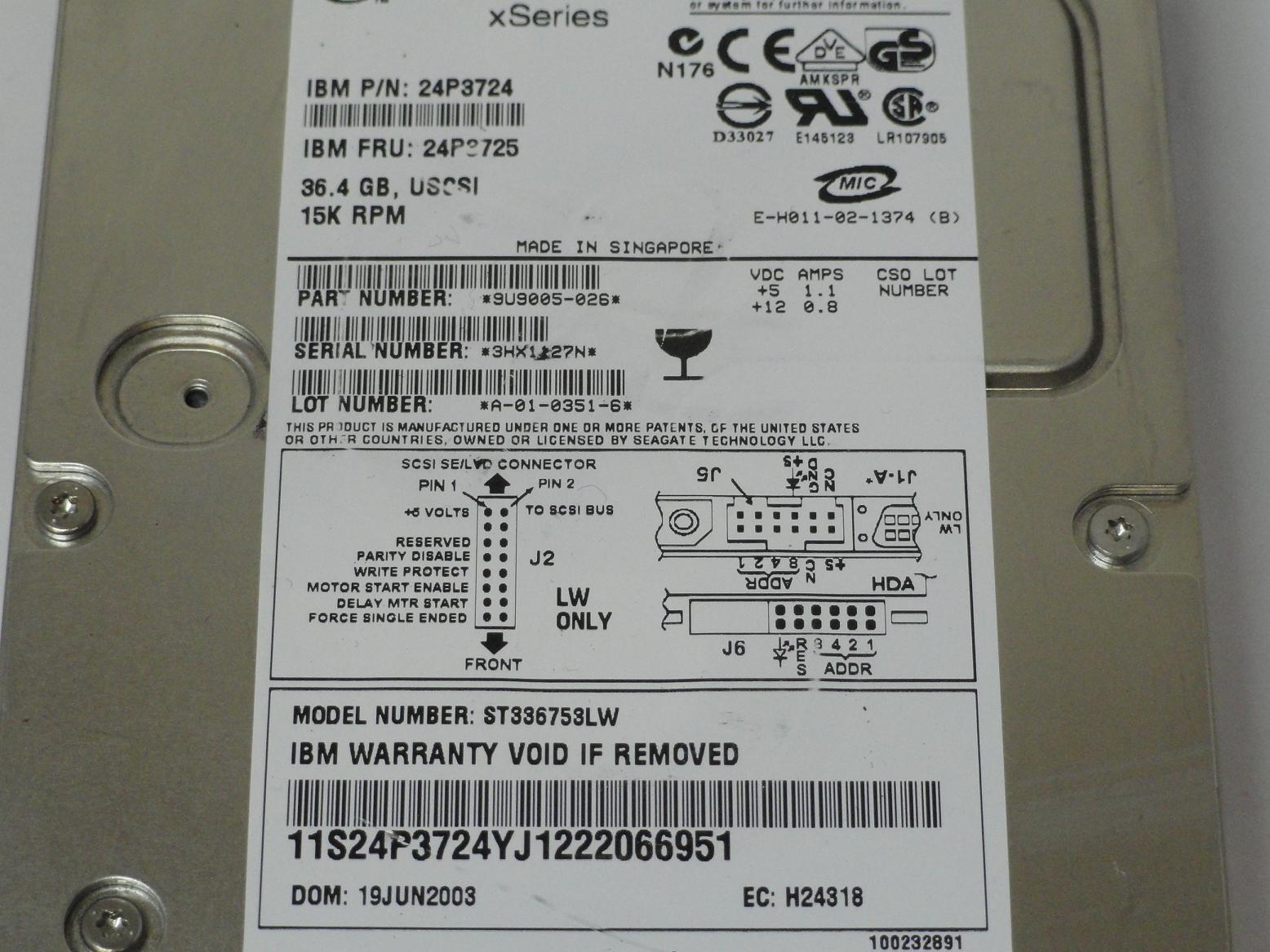 PR06173_9U9005-026_Seagate IBM 36.4GB SCSI 68 Pin 15Krpm 3.5in HDD - Image3