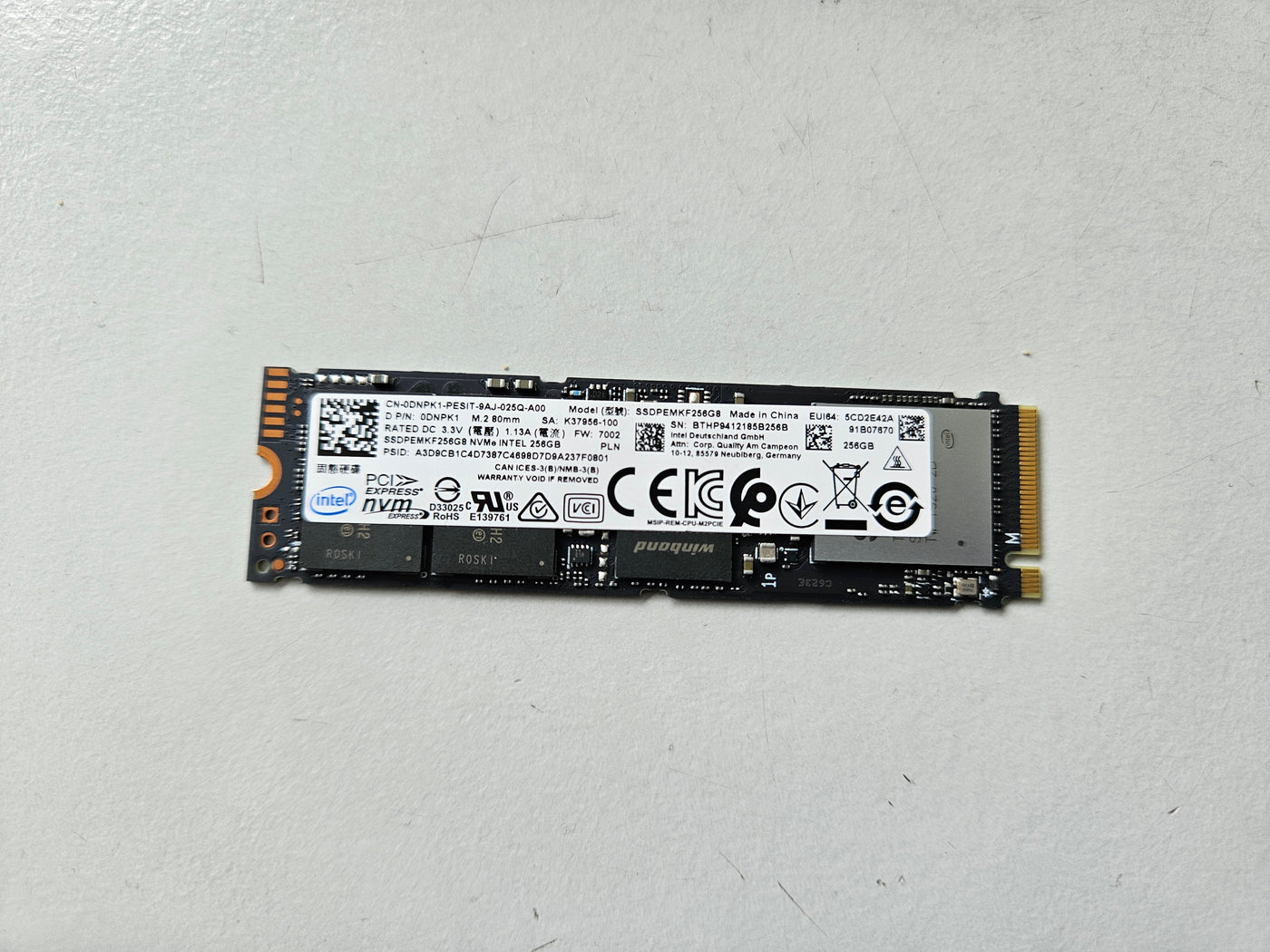 Dell Intel 256GB TLC PCI Express 3.0 x4 NVMe M.2 2280 Internal SSD ( 0DNPK1 SSDPEMKF256G8 ) REF