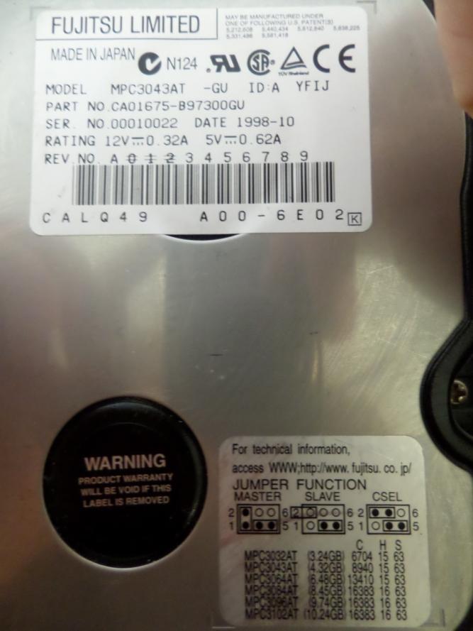 PR01774_CA05761-B511000E_Fujitsu 10.2GB IDE 5400rpm 3.5" HDD - Image2