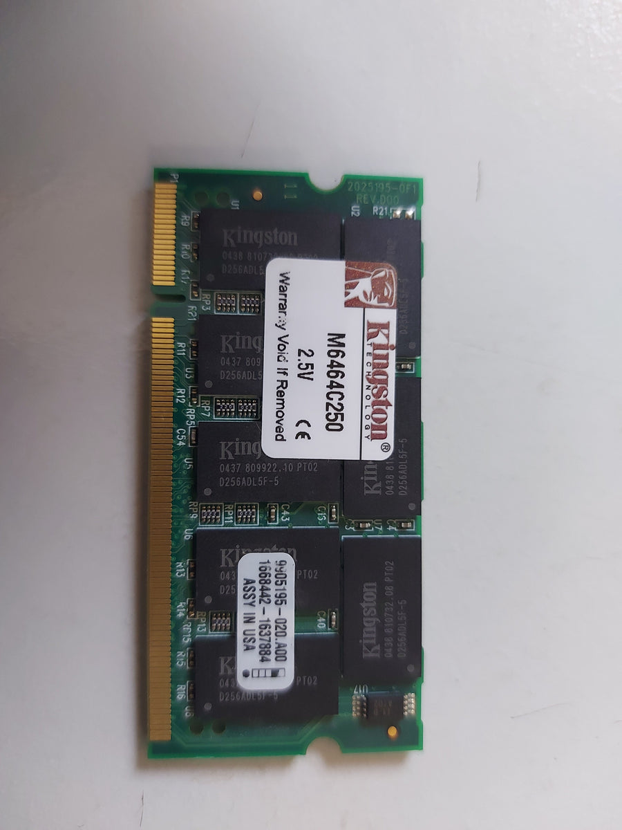 Kingston 512MB PC2700 non-ECC Unbuffered CL2.5 200P SoDimm 9905195-020 M6464C250