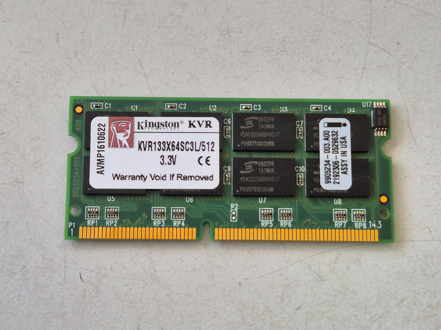 Kingston 512MB PC133 133MHz non-ECC Unbuffered CL3 144-Pin SoDimm ( KVR133X64SC3L/512 9905234-003.A00 ) REF