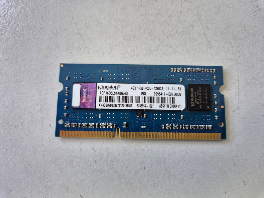 Kingston 4GB PC3-12800 DDR3-1600MHz non-ECC Unbuffered CL11 204-Pin SoDimm ( ACR16D3LS1KBG/4G 9995417-E07.A00G ) REF