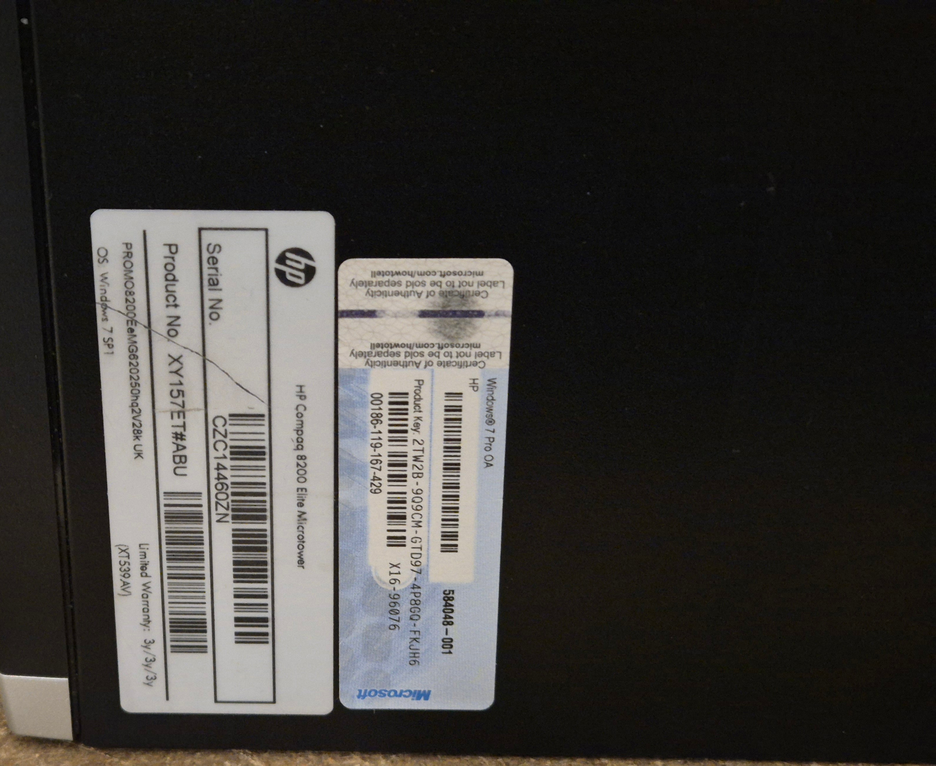 HP Compaq 8200 Elite MT Pentium 2.6GHz 2GB RAM DVD NO HDD NO OS PC ( XY157ET#ABU ) USED