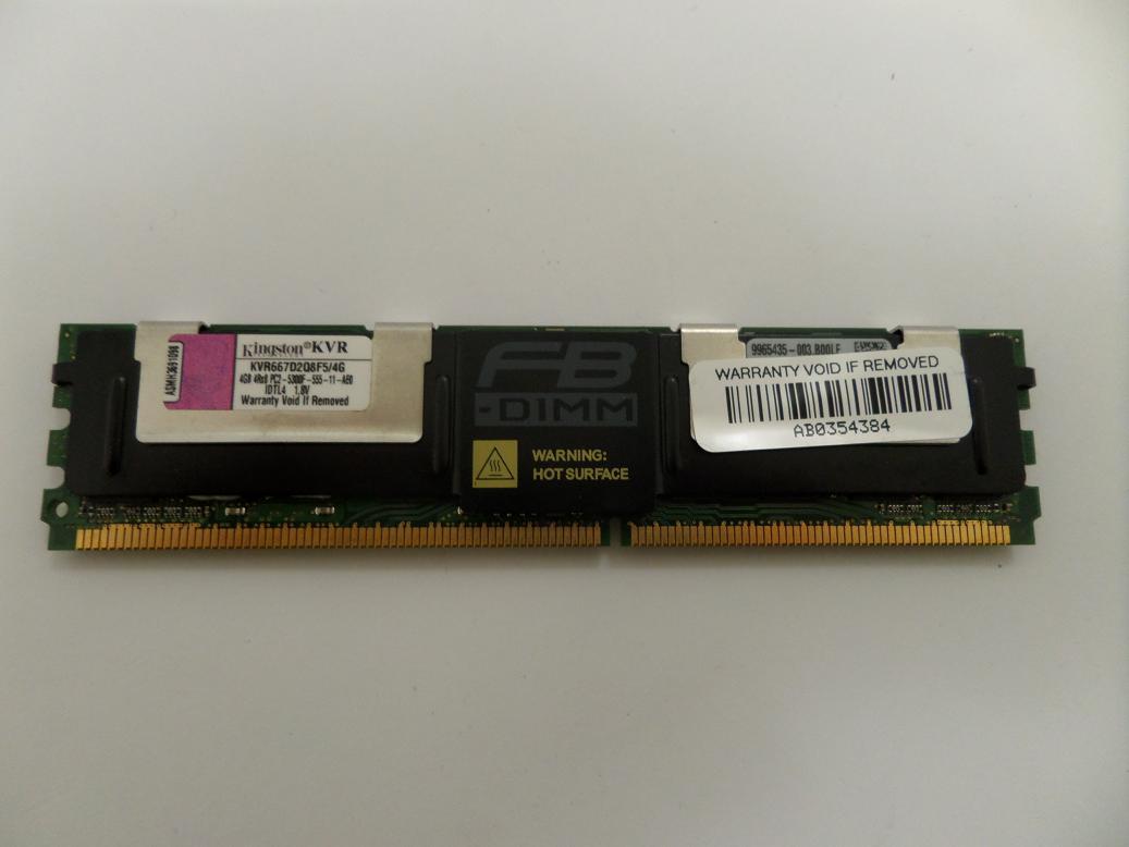 KVR667D2Q8F5/4G - Kingston 4GB PC2-5300 DDR2-667MHz ECC Fully Buffered CL5 240-Pin DIMM Quad Rank x8 Memory Module - Refurbished