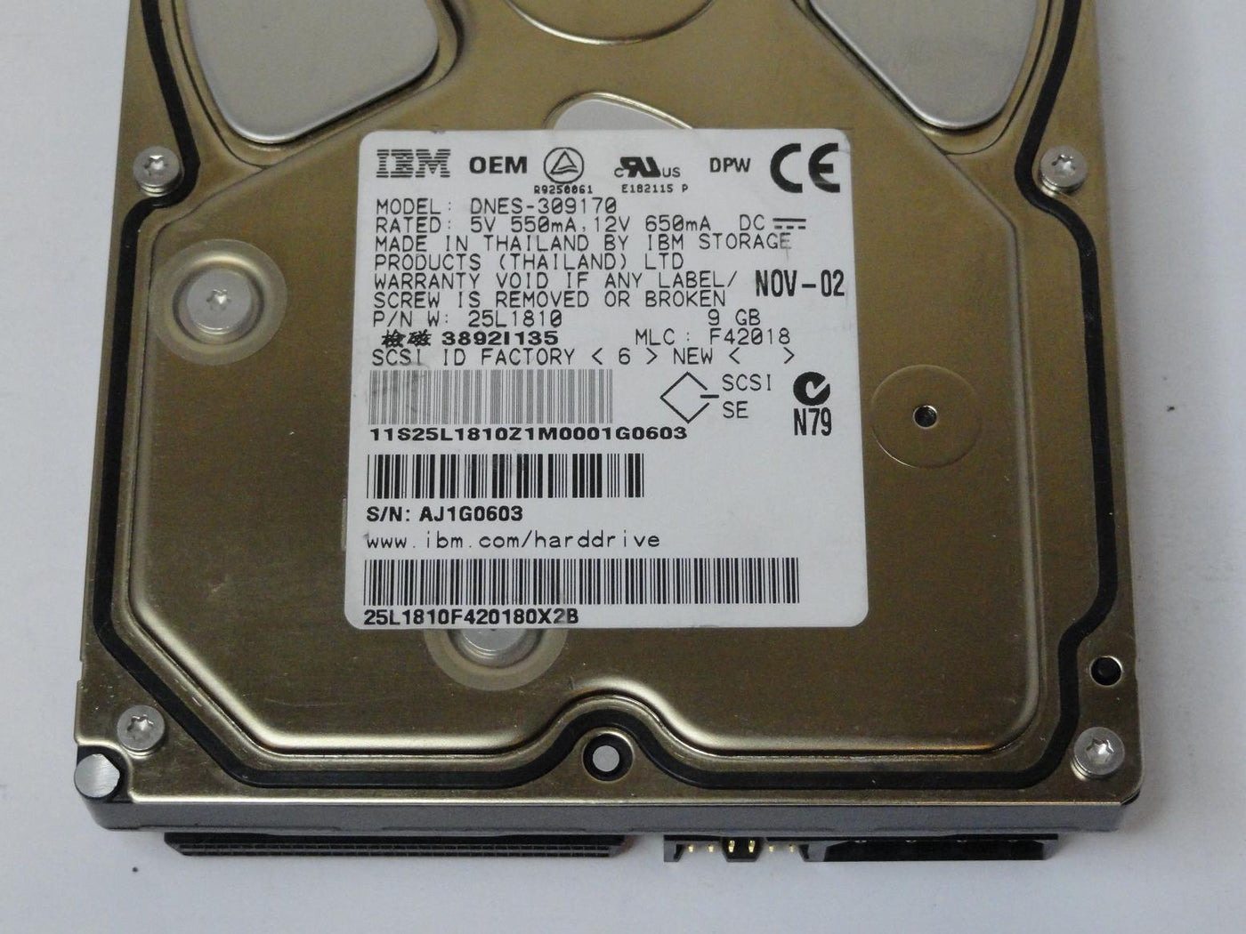MC0738_25L1810_IBM 9.1GB SCSI 68 Pin 7200rpm 3.5in HDD - Image3