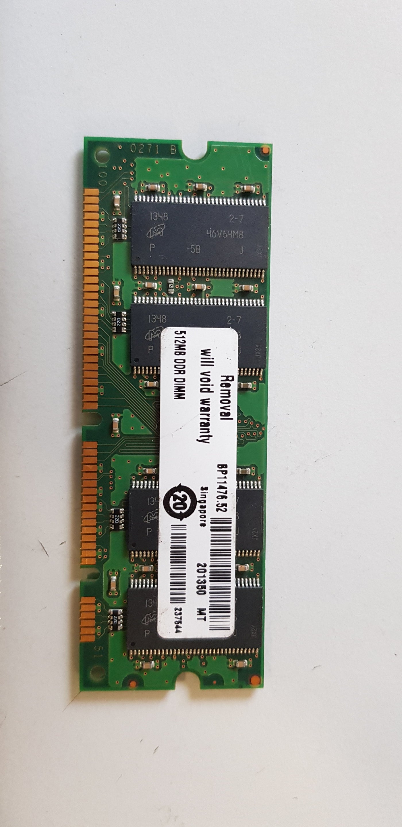 Micron 512MB PC3200 DDR SDRAM UDIMM Memory Module ( MT8VDDT12832UY-40BJ1)