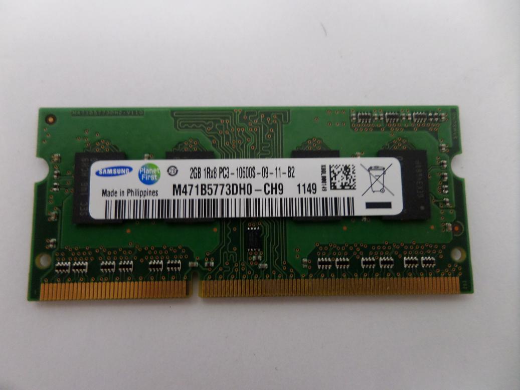 M471B5773DH0-CH9 - Samsung 2GB PC3-10600 DDR3-1333MHz non-ECC Unbuffered CL9 204-Pin SoDimm Single Rank Memory Module Mfr P/N M471B5773DH0-CH9 - Refurbished