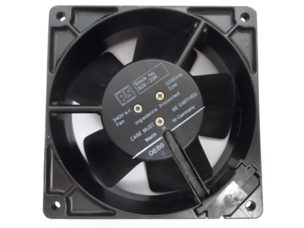 RS AC Brushless Cooling Fan Black 240V 50/60Hz 23W - Impedance Protected ( 509-226 ) USED