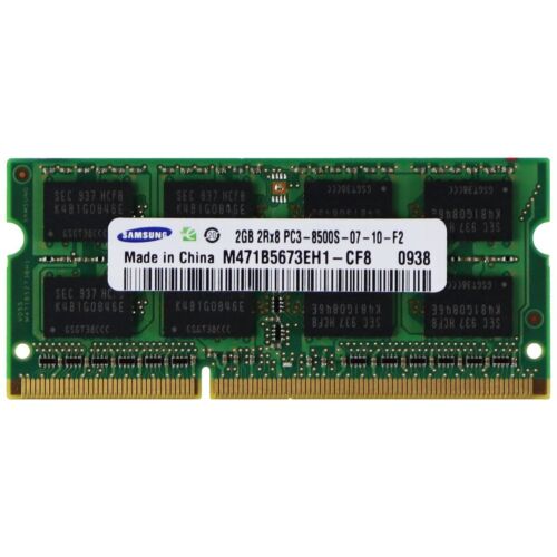 Samsung 2GB PC3-8500 DDR3-1066MHz non-ECC Unbuffered CL7 204-Pin SoDimm Dual Rank Memory Module ( M471B5673EH1-CF8 ) REF