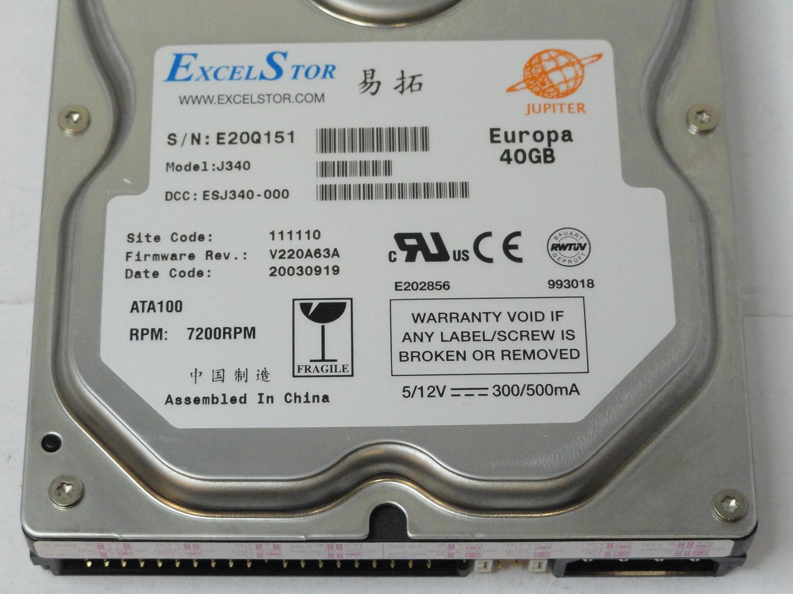 MC3405_J340_Excelstor 40GB IDE 7200rpm 3.5in HDD - Image3
