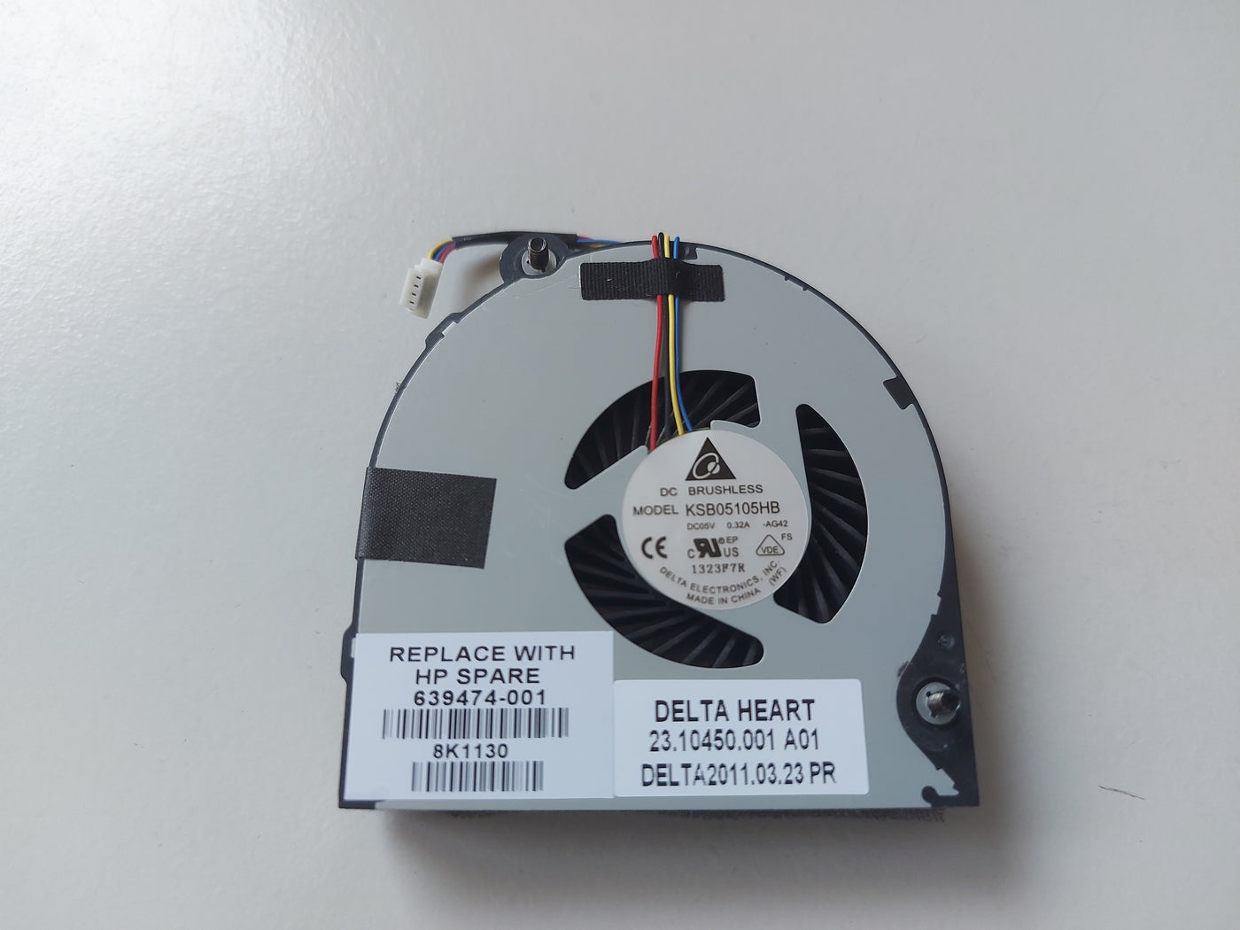 Delta HP DC05V 0.32A Brushless CPU Cooling Fan for HP Probook ( KSB05105HB 639474-001 ) USED