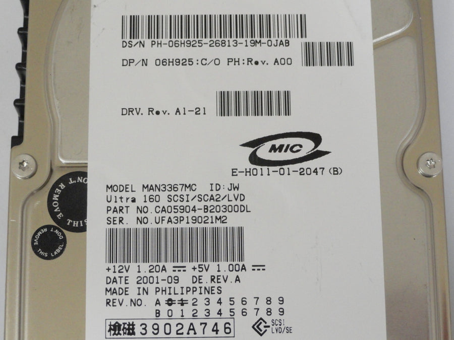 CA05904-B20300DL - Fujitsu Dell 36GB SCSI 80 Pin 10Krpm 3.5in HDD - USED