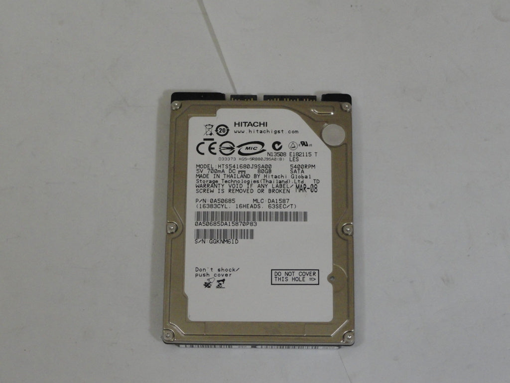 0A50685 - Hitachi 80GB SATA 5400rpm 2.5in HDD - Refurbished