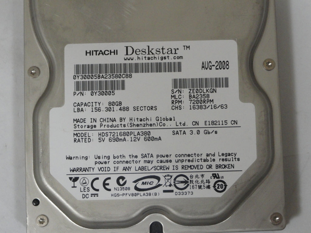 MC0202_0Y30005_Hitachi 80Gb SATA 7200rpm 3.5in HDD - Image3