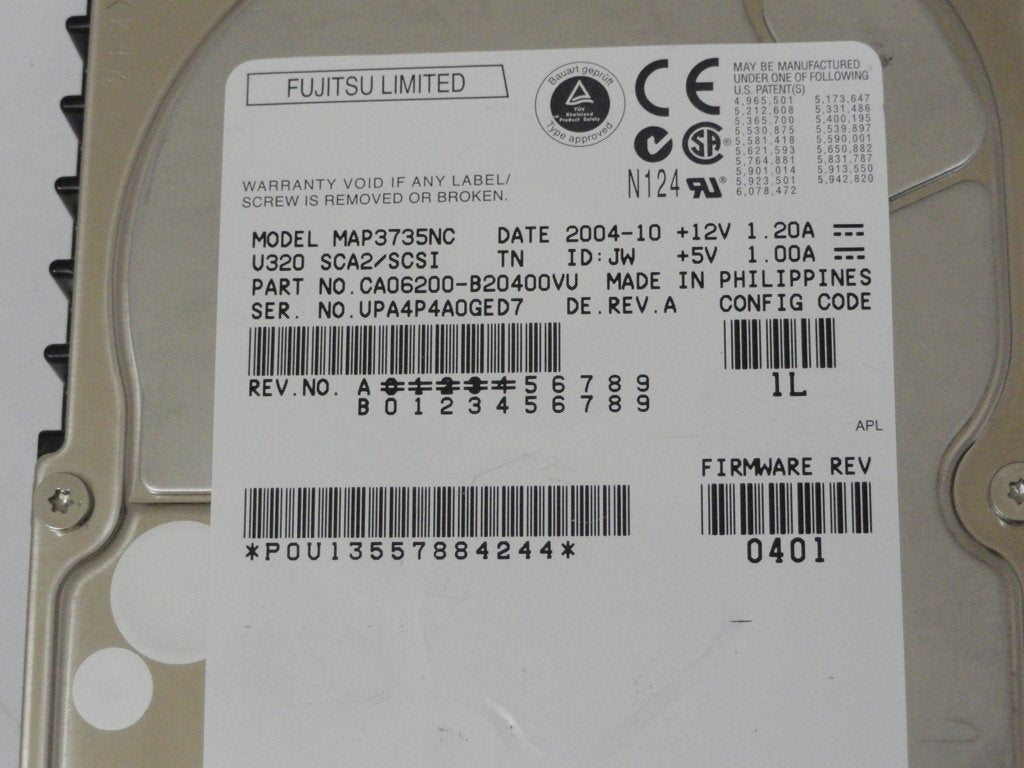 Fujitsu Sun 73GB SCSI 68 Pin 10Krpm 3.5in HDD ( CA06200-B20400VU MAP3735NC 3900157-03 ) USED