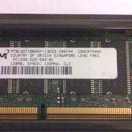 Micron 128MB PC133 133MHz non-ECC Unbuffered CL2 144-pin SoDimm Memory Module ( MT8LSDT1664HY-13EG3 ) REF