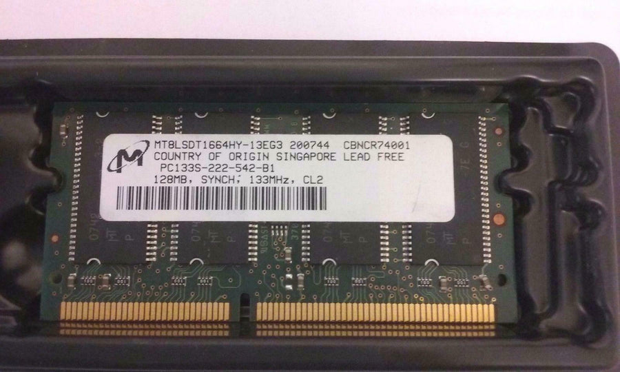 Micron 128MB PC133 133MHz non-ECC Unbuffered CL2 144-pin SoDimm Memory Module ( MT8LSDT1664HY-13EG3 ) REF