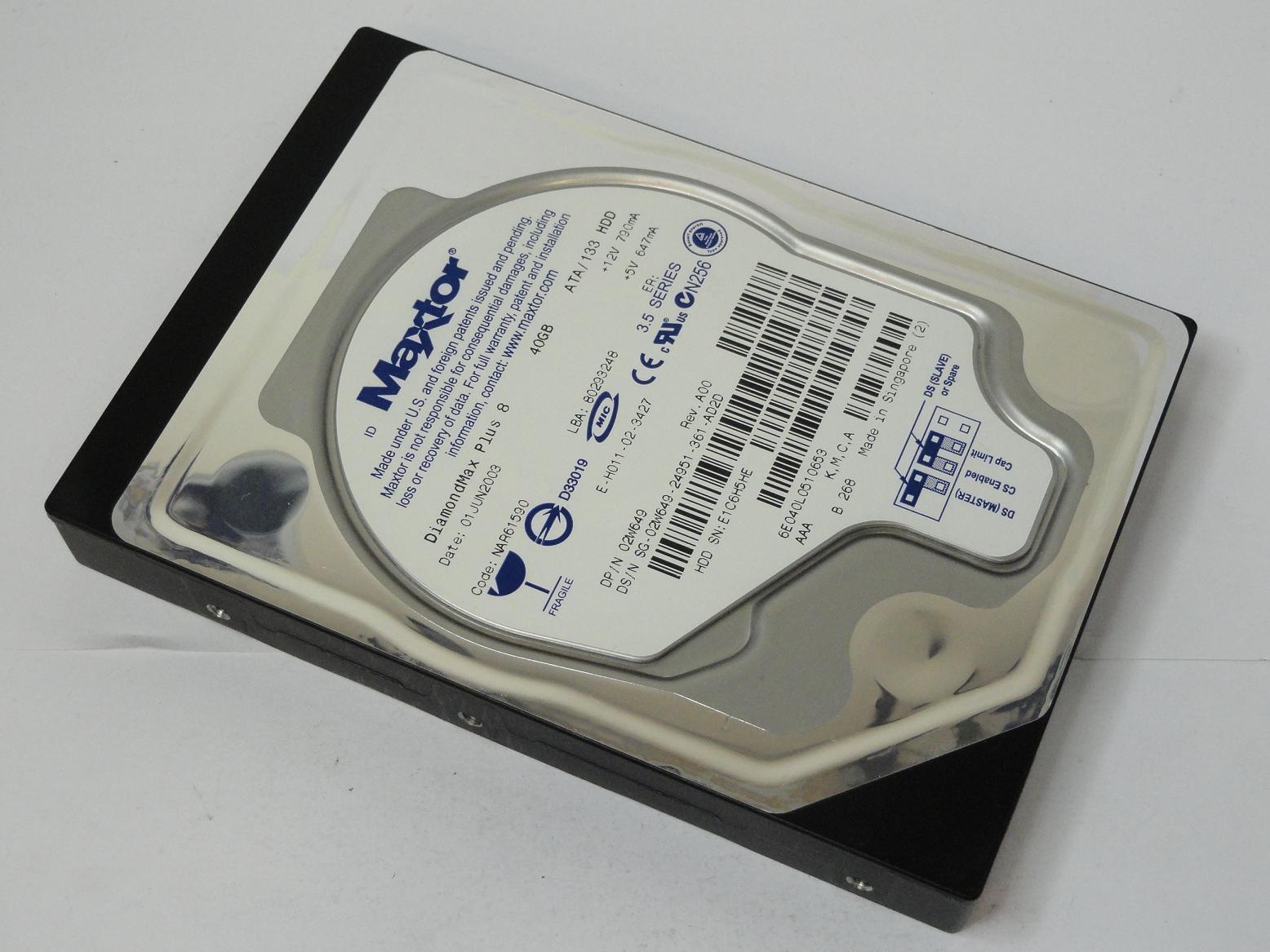 6E040L0 - Maxtor Dell 40GB IDE 7200rpm 3.5in HDD - USED