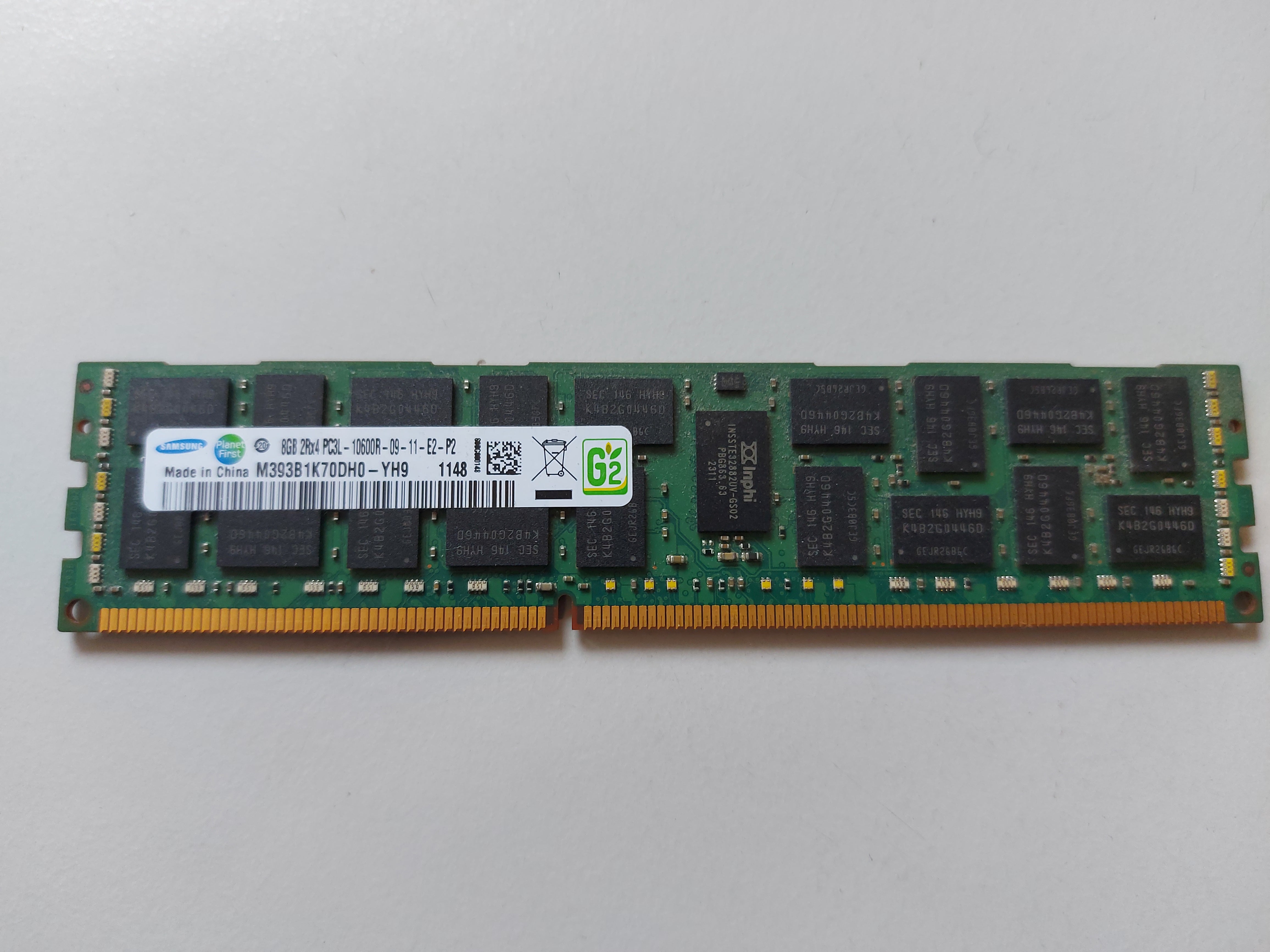 Samsung 8GB PC3-10600 DDR3-1333MHz ECC Registered CL9 240-Pin DIMM Module ( M393B1K70DH0-YH9 ) REF