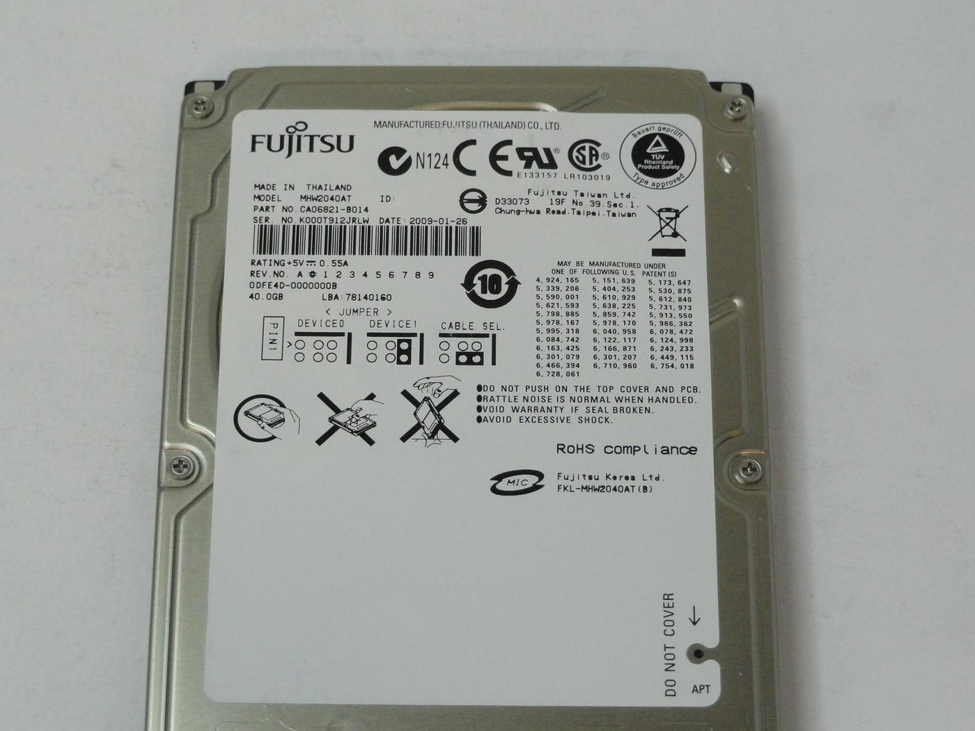 PR03323_CA06821-B014_Fujitsu 40GB IDE 4200rpm 2.5in HDD - Image3
