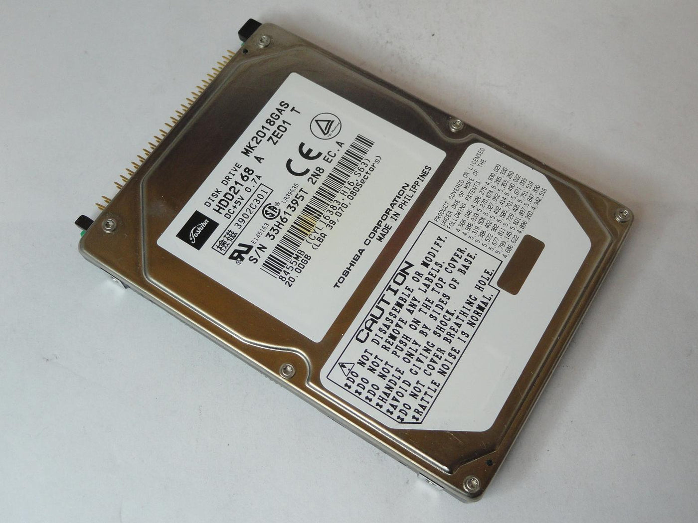 HDD2168 - Toshiba 20GB IDE 4200rpm 2.5in Laptop HDD - USED