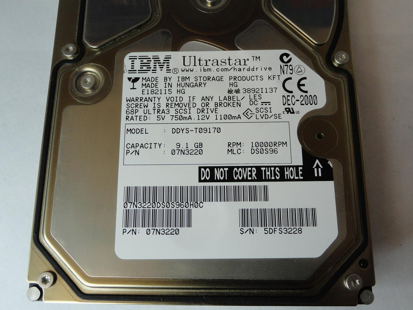 MC0099_07N3220_IBM 9Gb SCSI 68 Pin 10Krpm 3.5in HDD - Image2