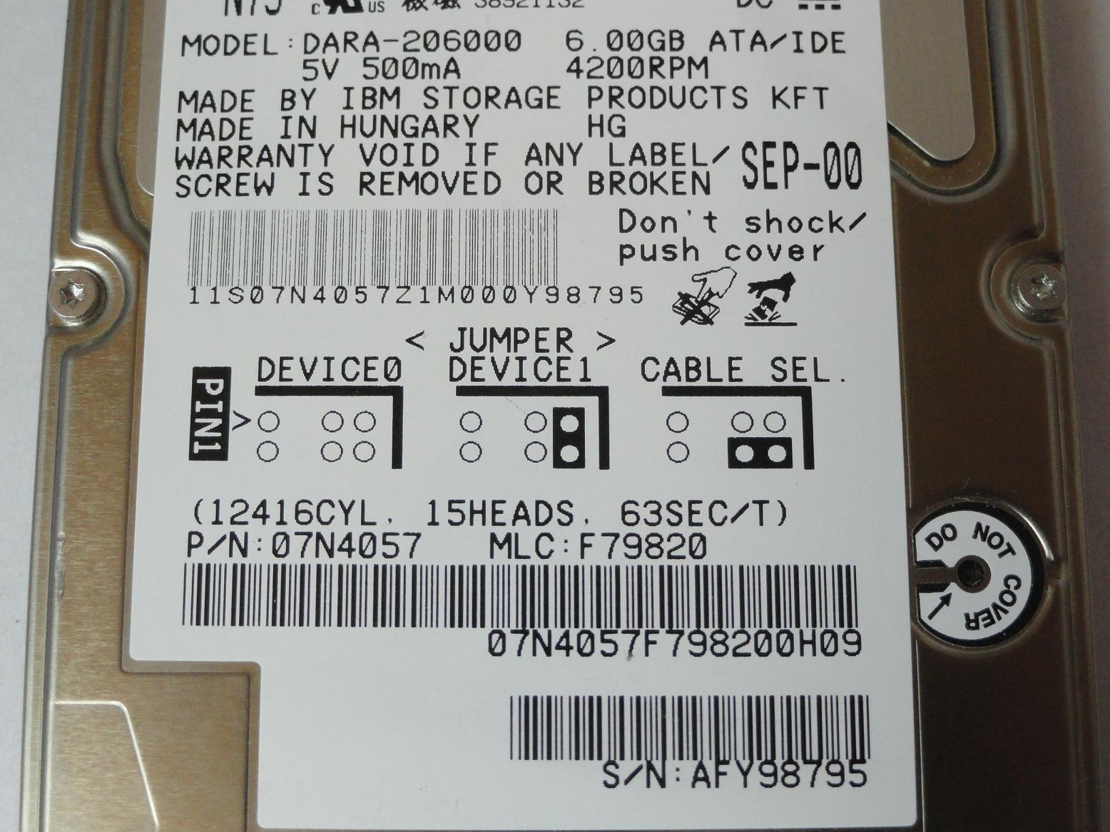PR23430_07N4057_IBM 6GB IDE 4200rpm 2.5in HDD - Image3