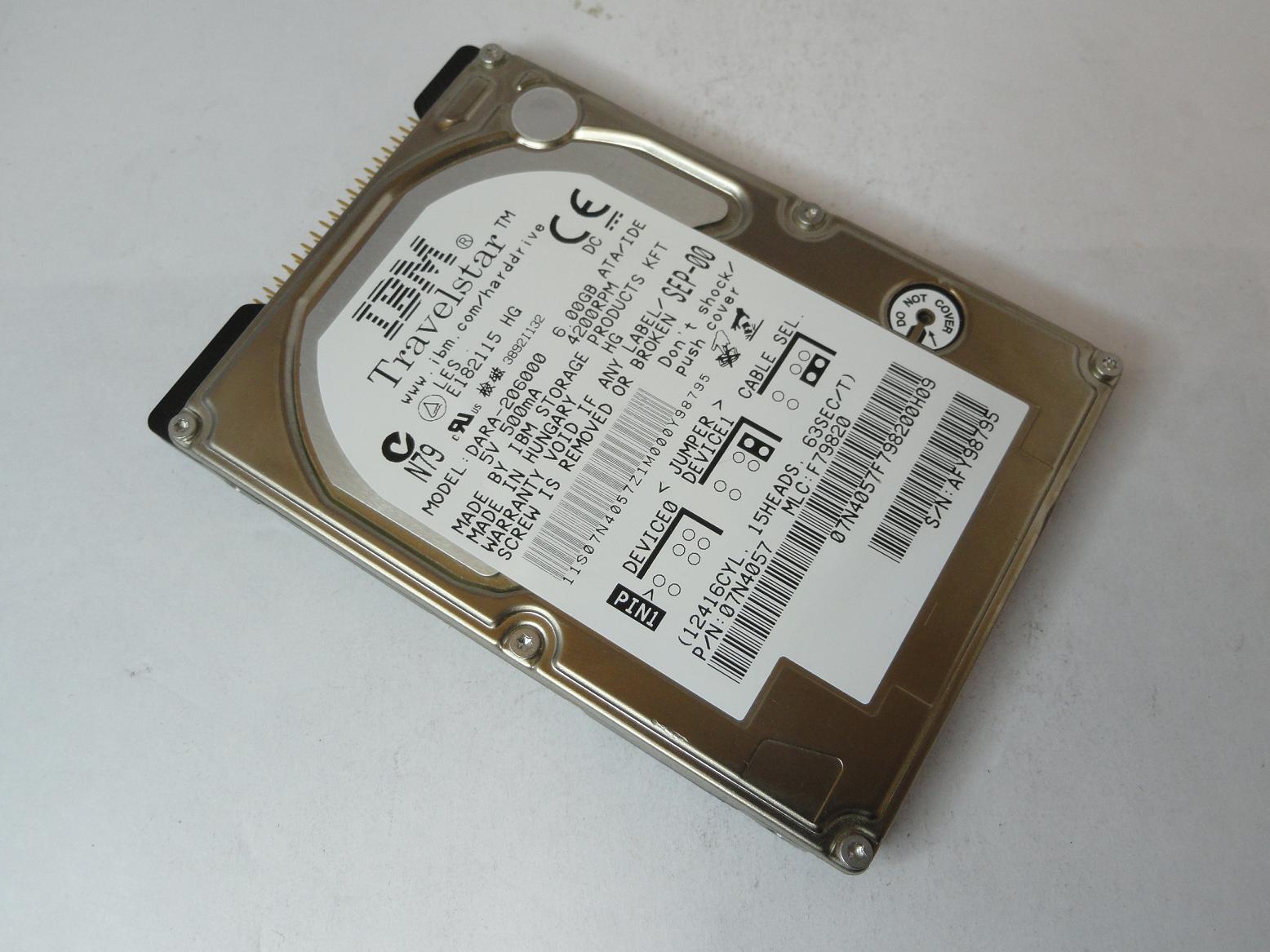 07N4057 - IBM 6GB IDE 4200rpm 2.5in Travelstar HDD - Refurbished