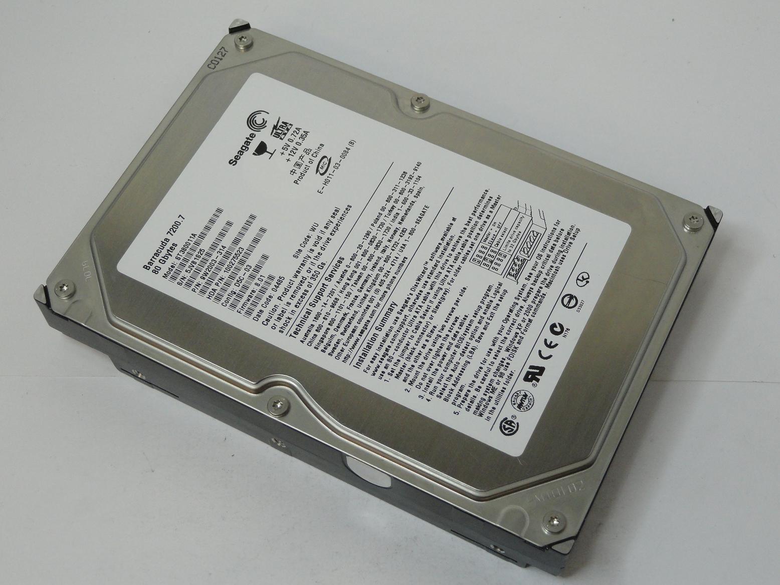 9W2003-314 - Seagate 80GB IDE 7200rpm 3.5in HDD - Refurbished