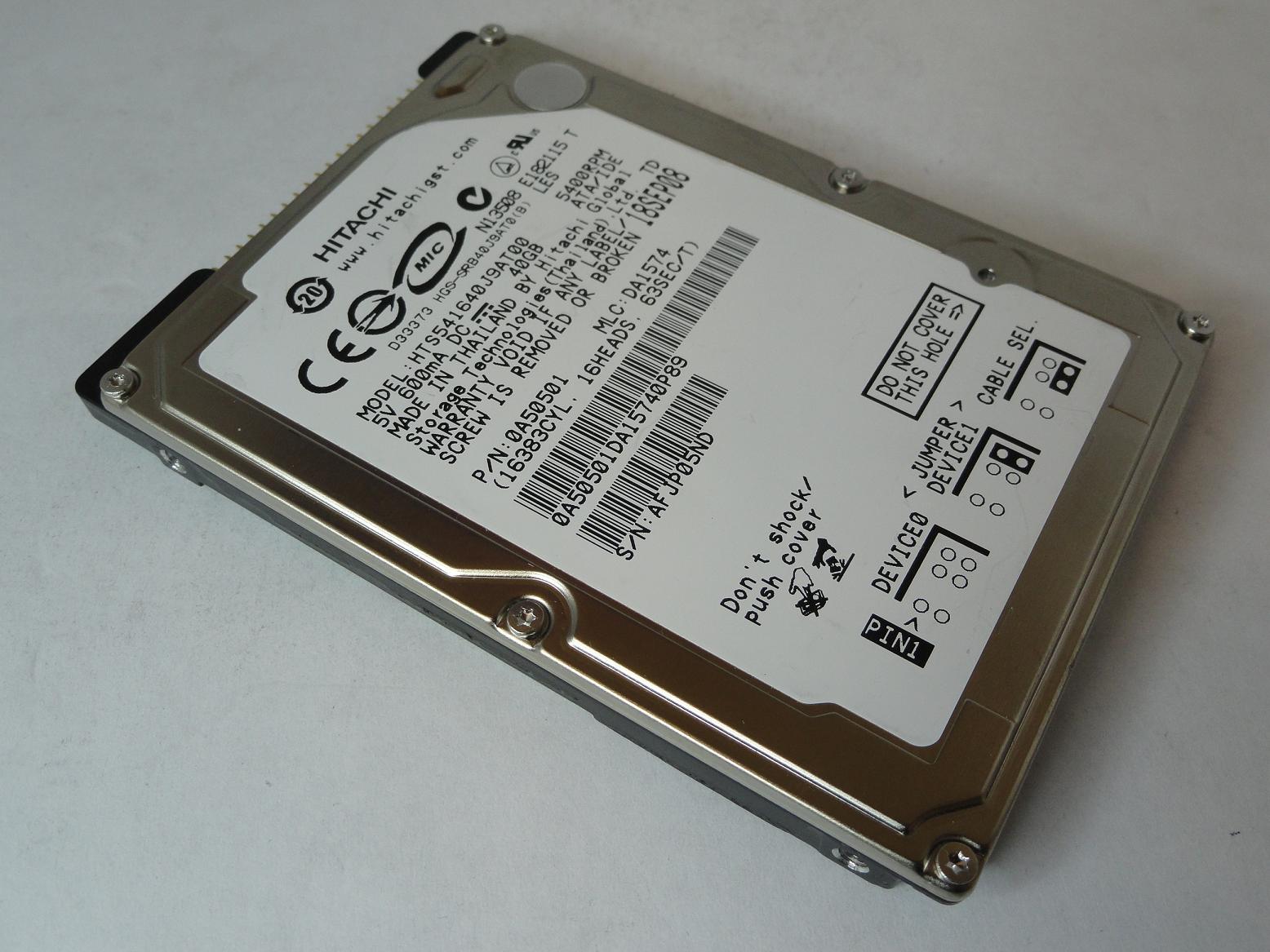 0A50501 - Hitachi 40GB IDE 5400rpm 3.5in HDD - USED