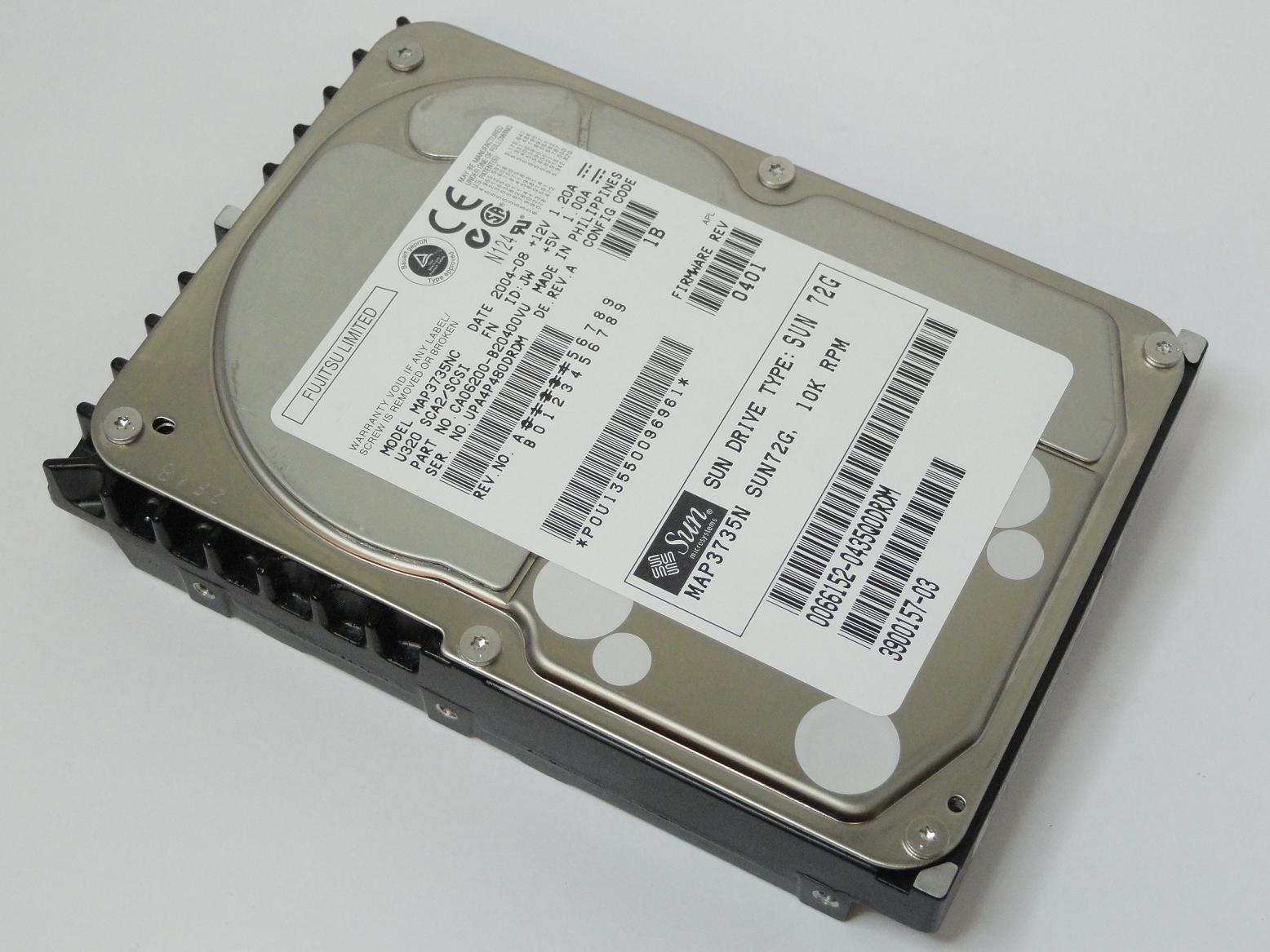 CA06200-B20400VU - Fujitsu Sun 73GB SCSI 80 Pin 10Krpm 3.5in HDD - USED