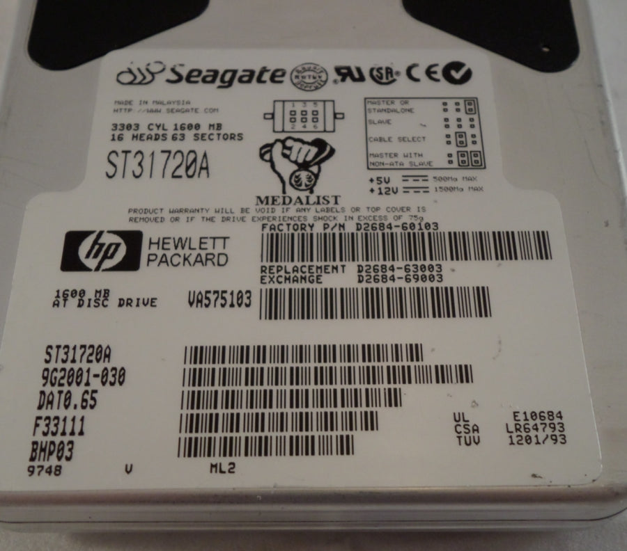 9G2001-030 - HP / Seagate 1.6GB 3.5" IDE HDD - Refurbished