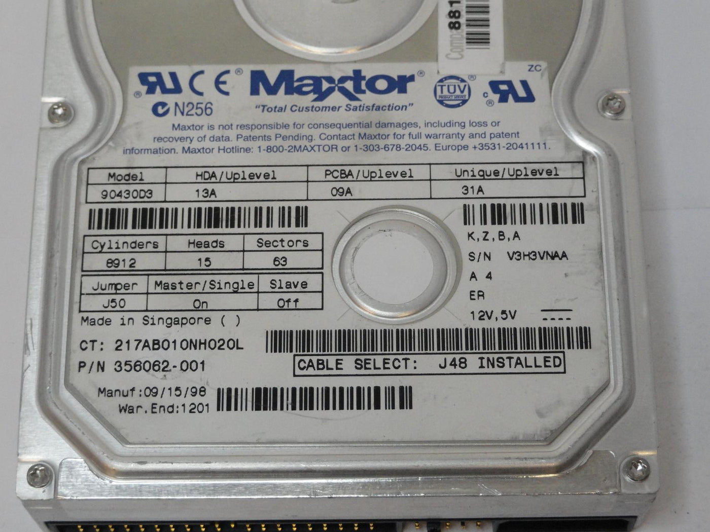 PR05645_90430D3_Compaq Maxtor 4.3GB IDE 3.5" 5400RPM Hard Drive - Image3