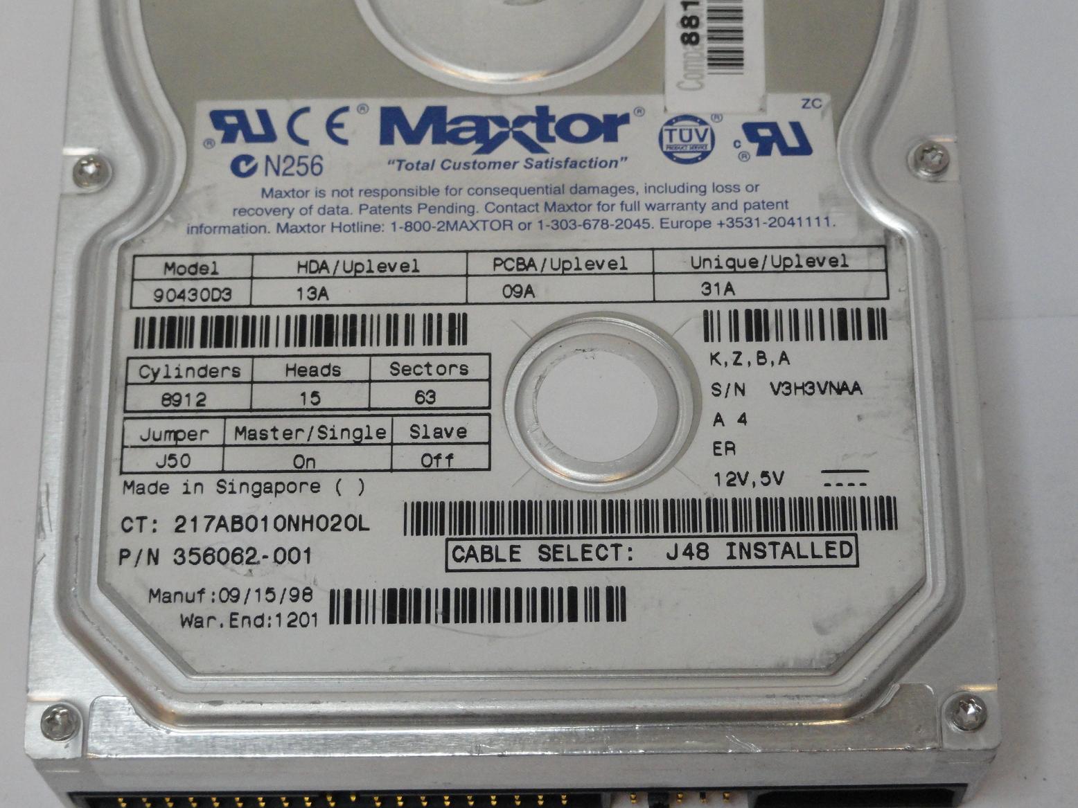 PR05645_90430D3_Compaq Maxtor 4.3GB IDE 3.5" 5400RPM Hard Drive - Image3