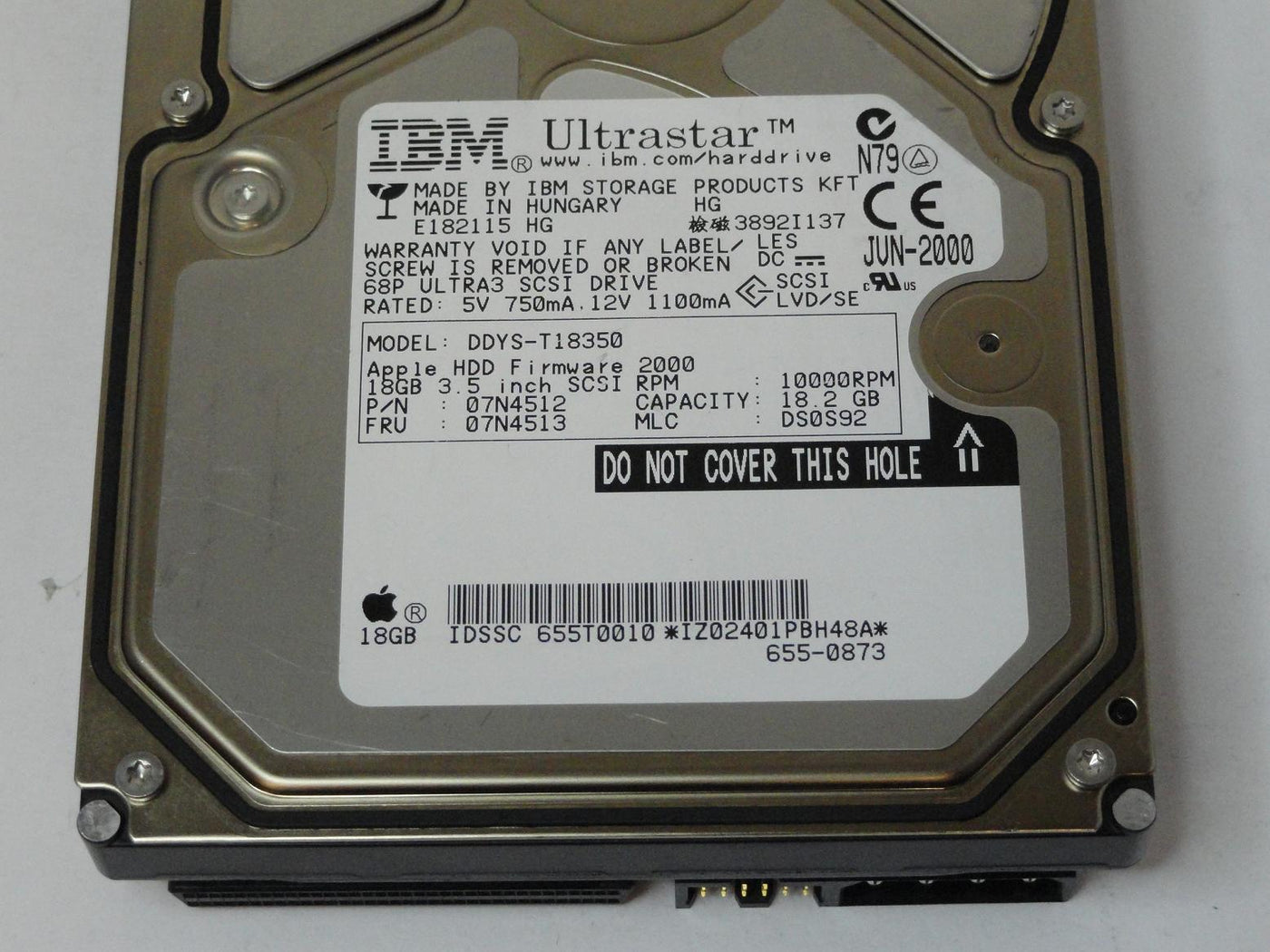 MC0115_07N4512_IBM Apple 18.2GB SCSI 68 Pin 10Krpm 3.5in HDD - Image3